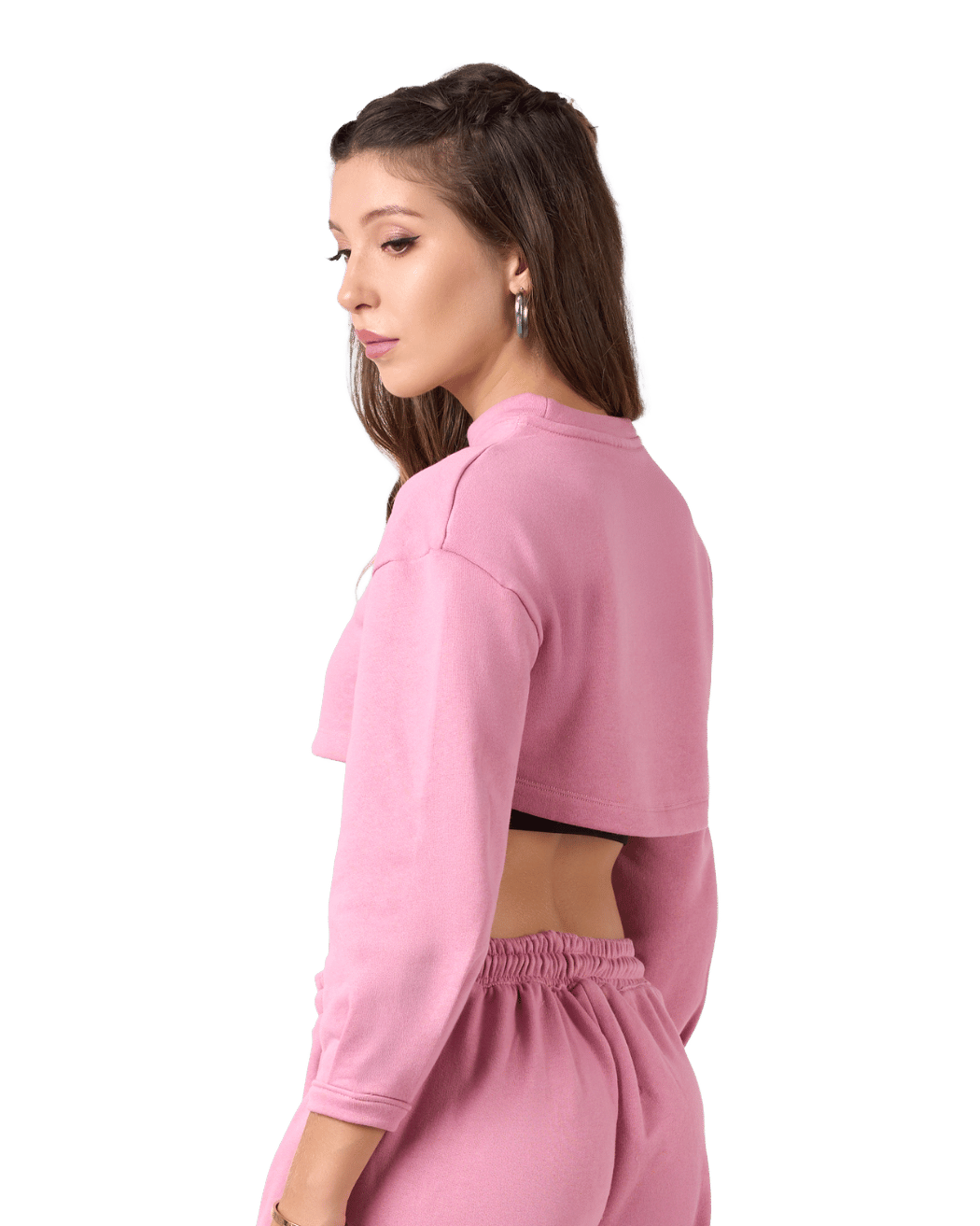 Shelyn Crop Sweat Shirt - Mauve