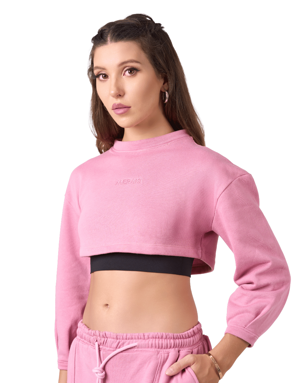 Shelyn Crop Sweat Shirt - Mauve