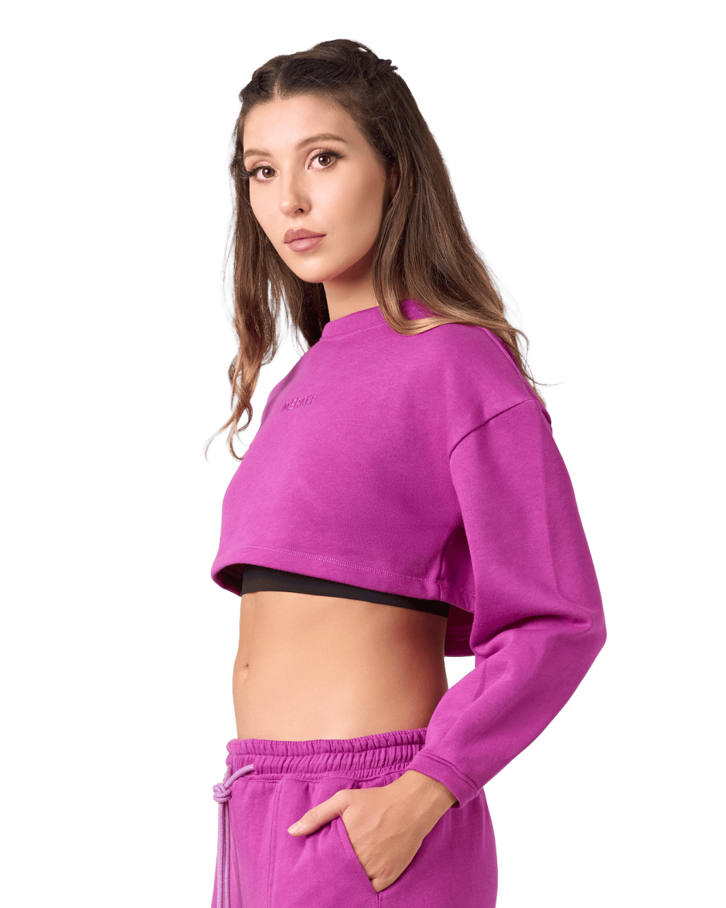 Shelyn Crop Sweat Shirt - Magenta