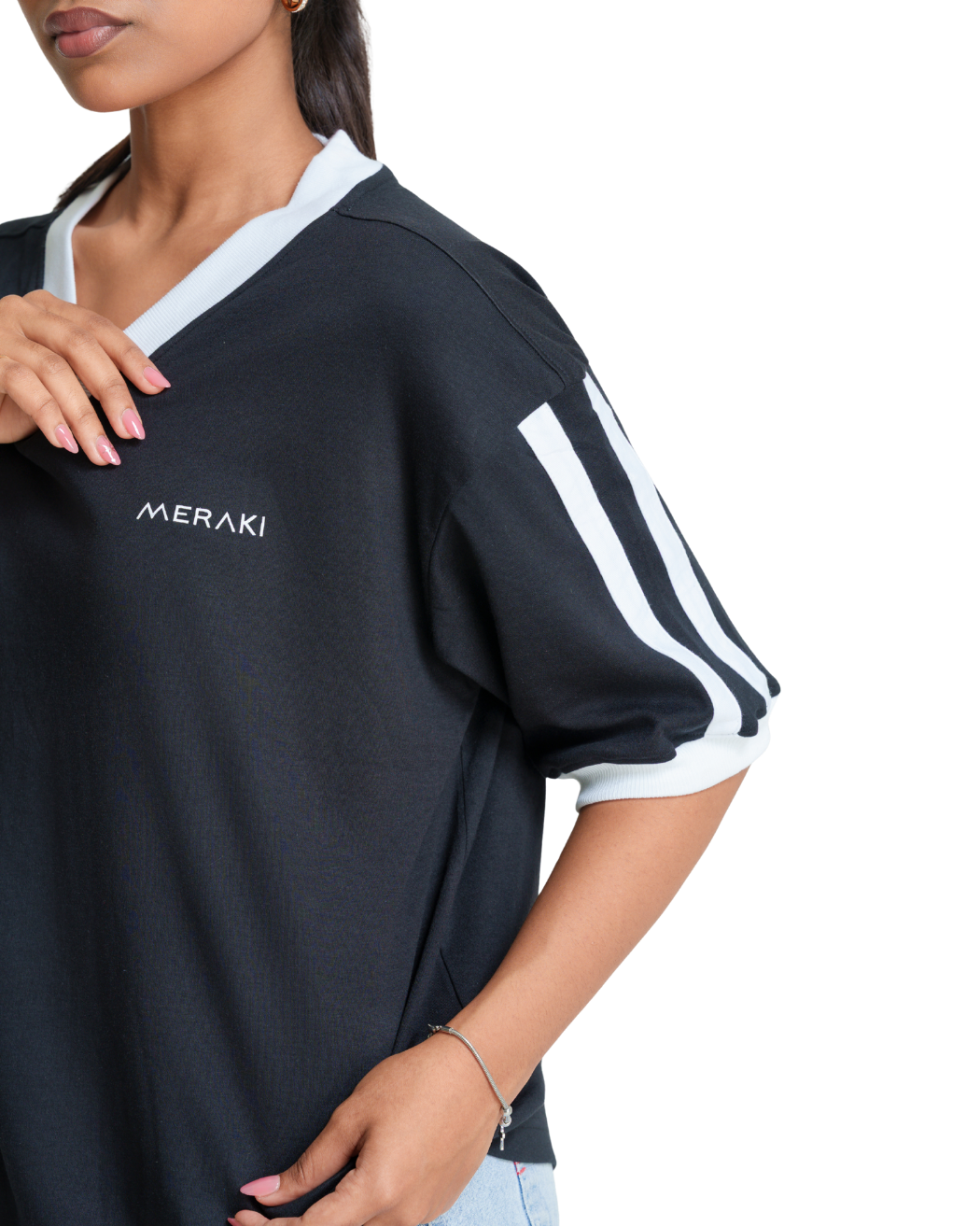 V Line Oversized Tee - Obsidian