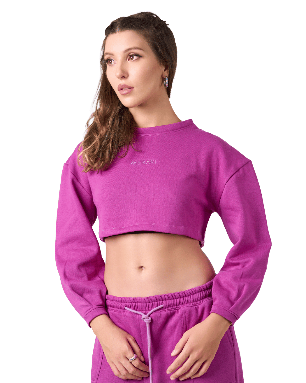 Shelyn Crop Sweat Shirt - Magenta