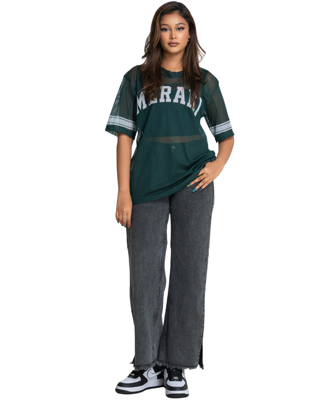 Kiki Mesh Jersey - Forest Green