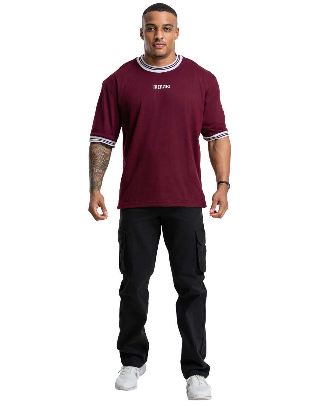 Ribline Oversize Tee - Burgundy