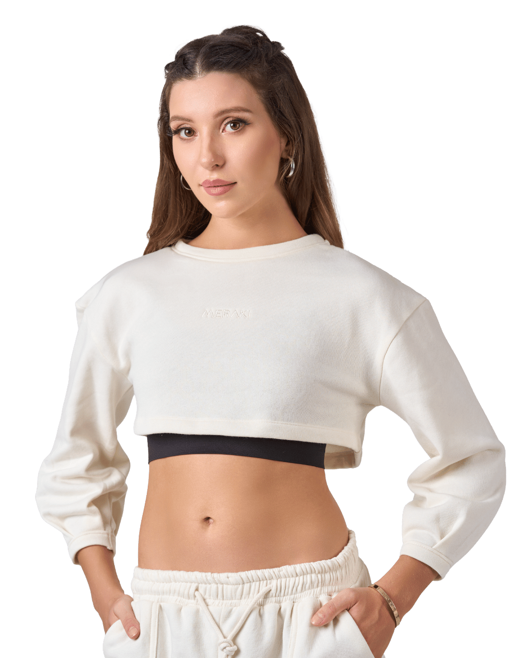 Shelyn Crop Sweat Shirt - Ivory