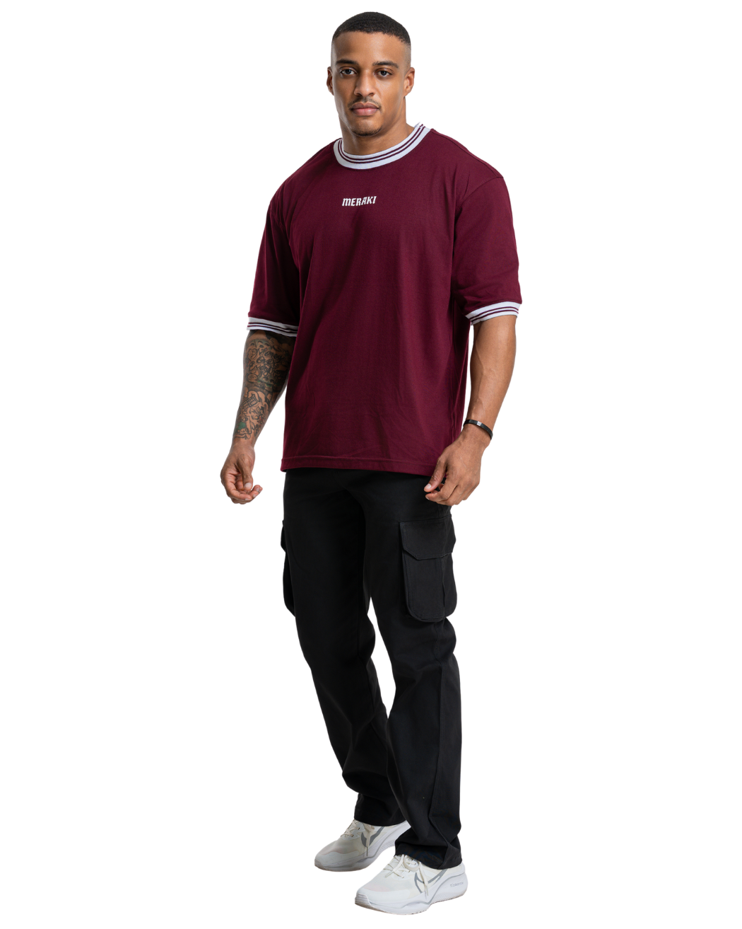 Ribline Oversize Tee - Burgundy