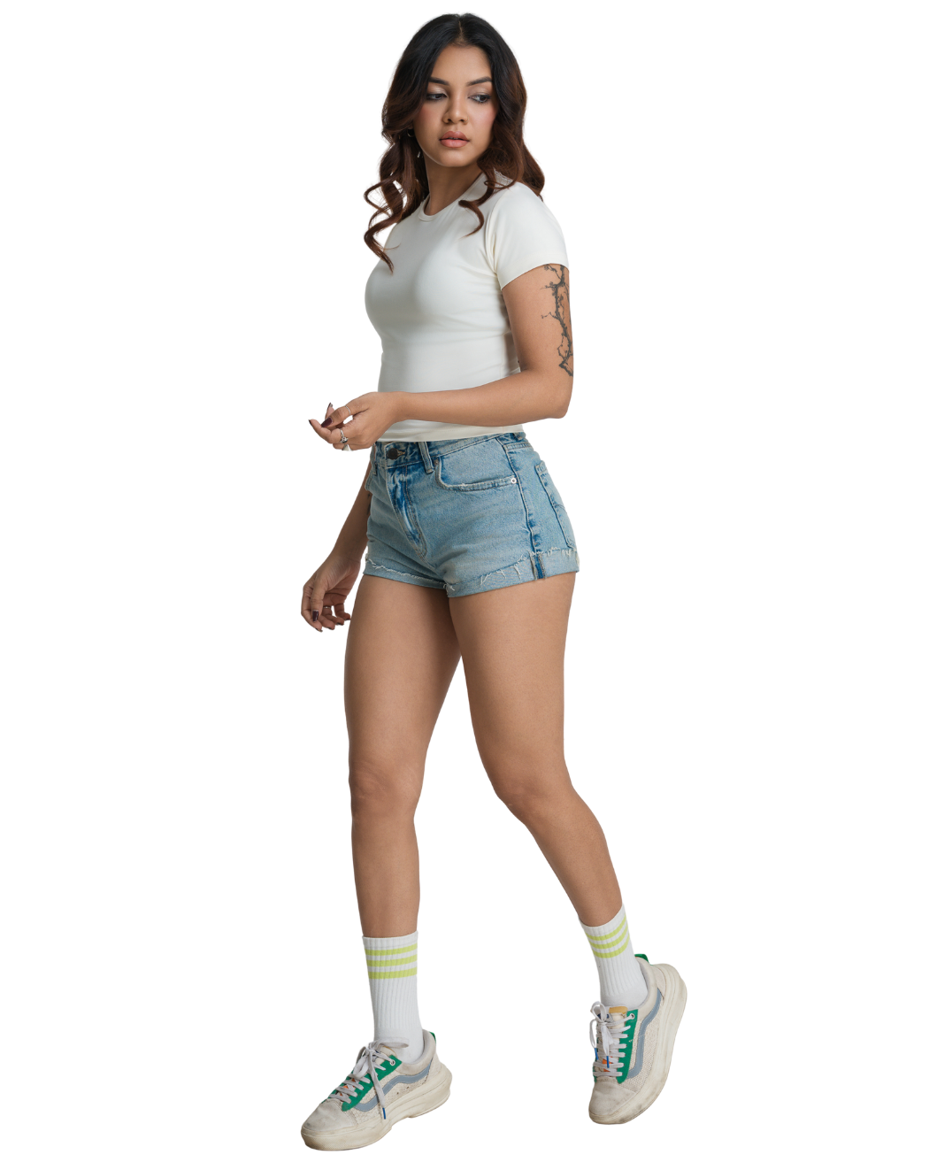 Bodyline Fit Short Sleeve Crop - Ivory