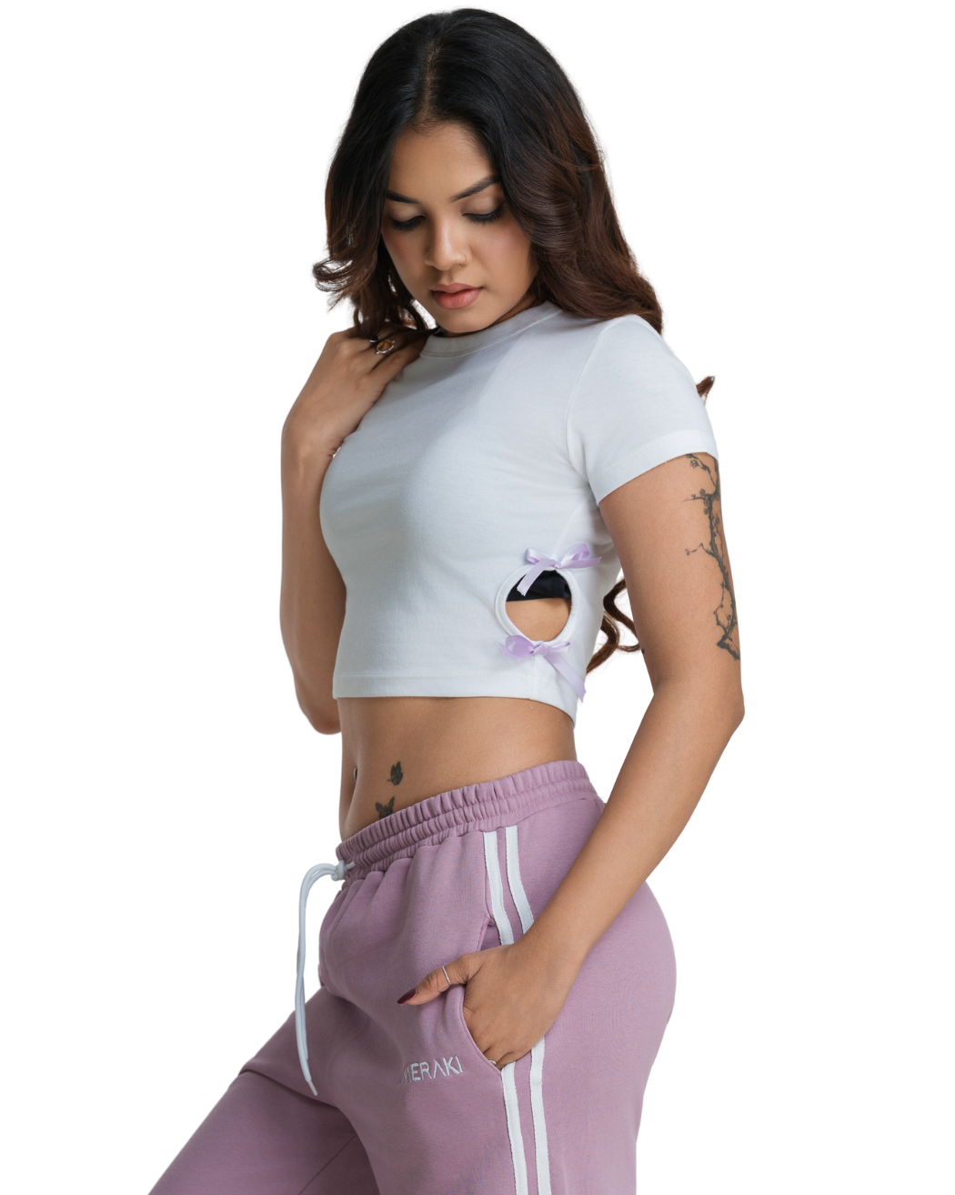 Lyra Bow Crop Tee - Lilac