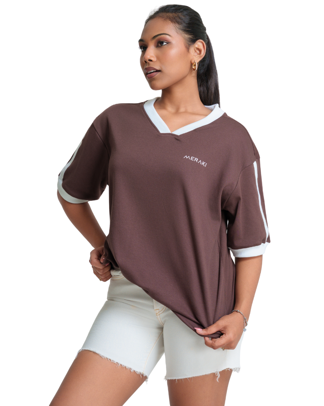 V Line Oversized Tee - Wenge