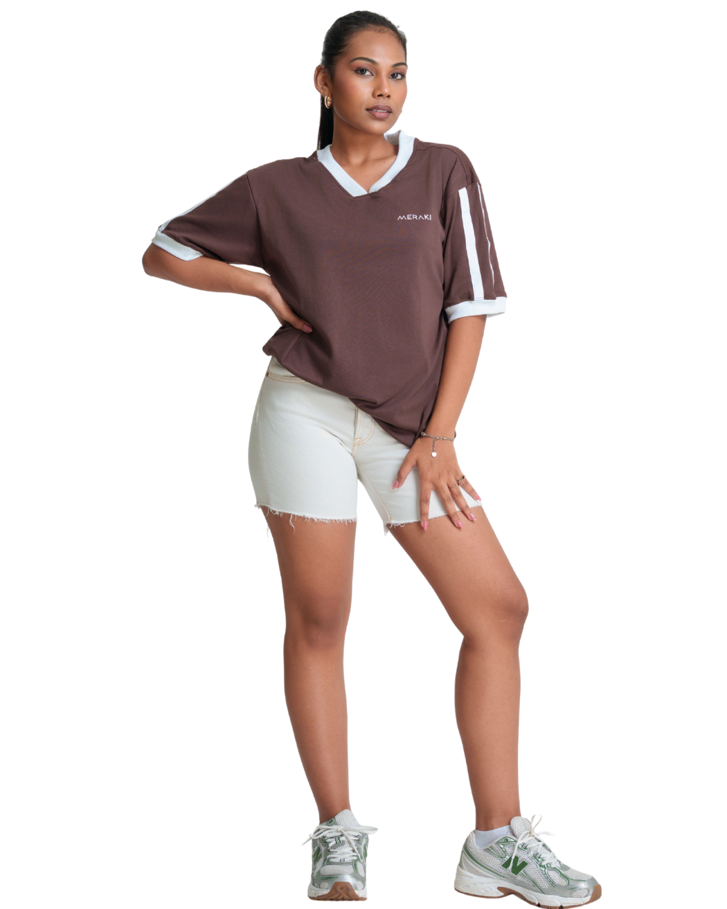 V Line Oversized Tee - Wenge