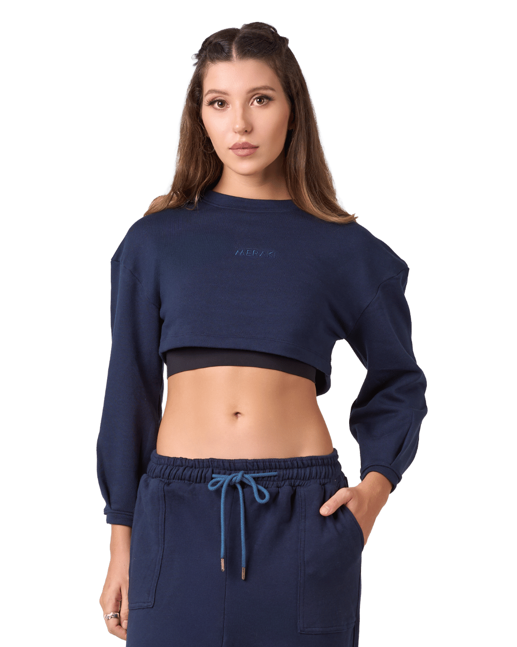 Shelyn Crop Sweat Shirt - Midnight Blue