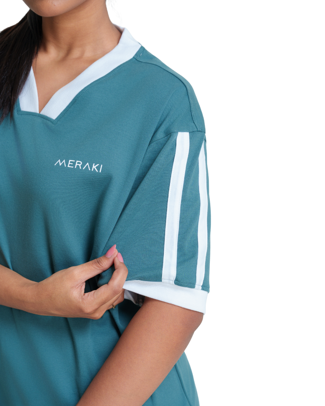 V Line Oversized Tee - Teal