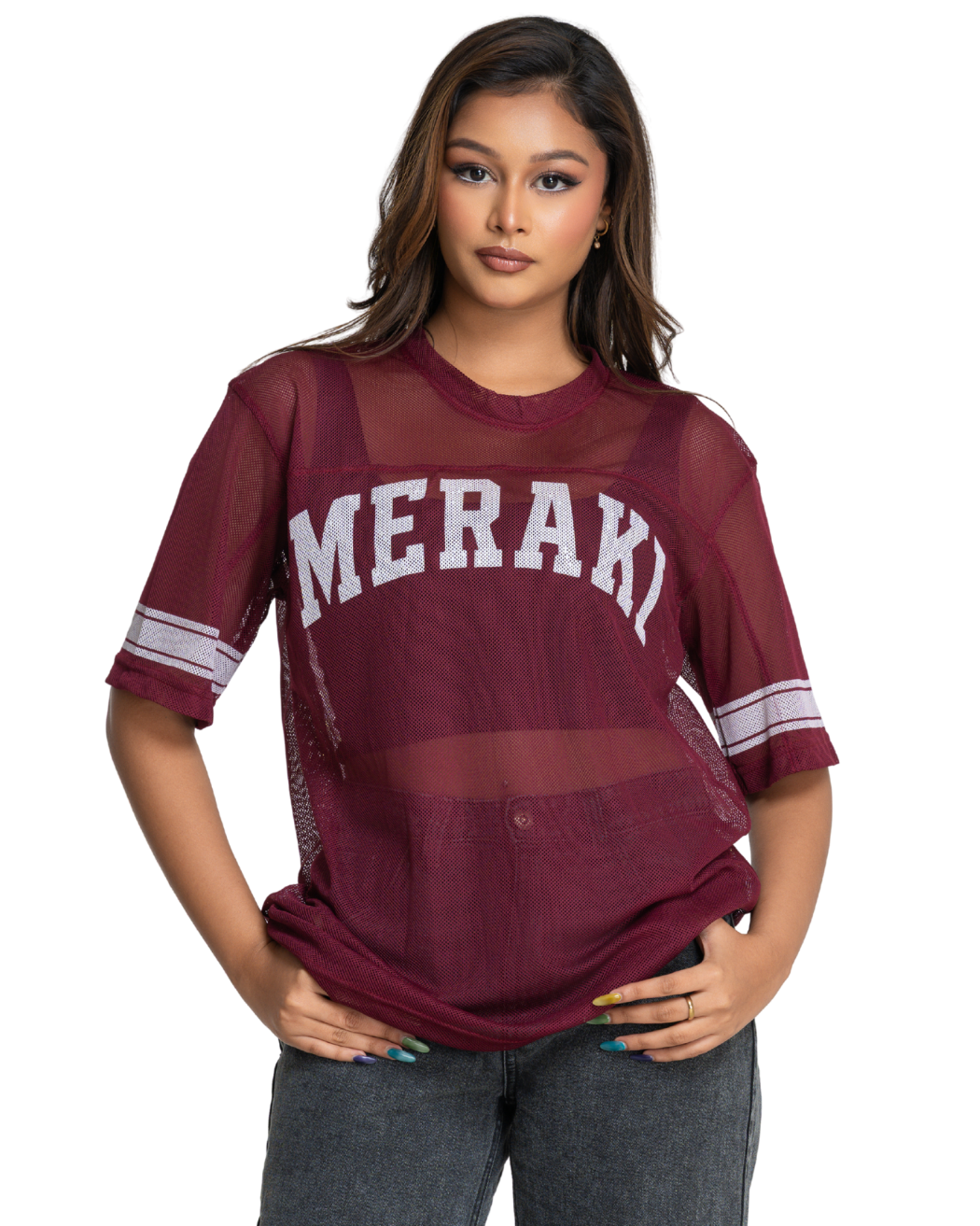 Kiki Mesh Jersey - Deep Wine