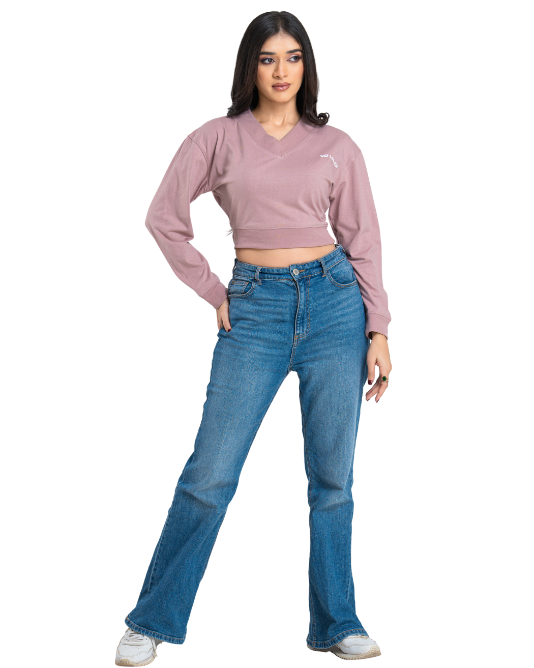Slimline V Crop Tee - Puce