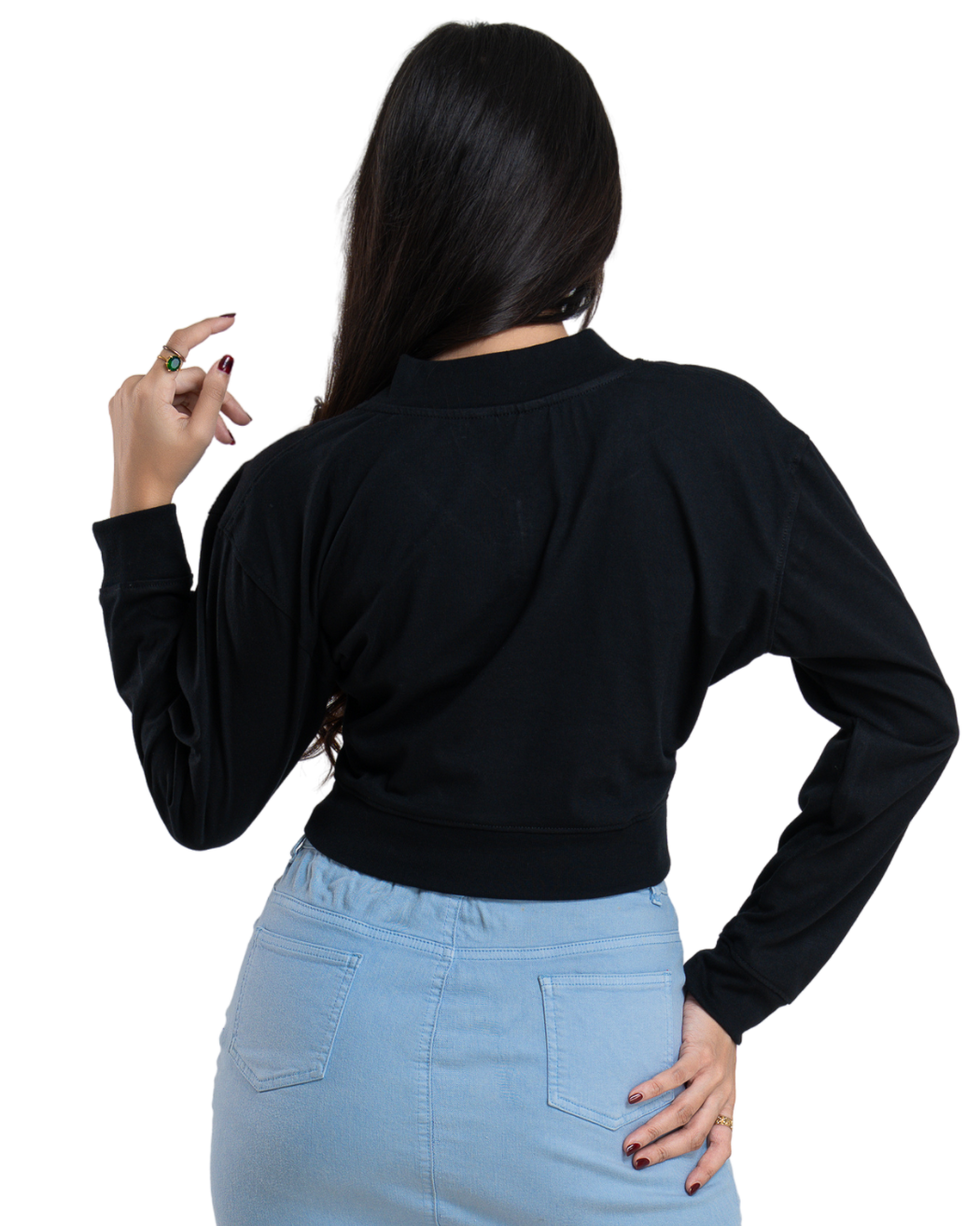 Slimline V Crop Tee - Charcoal