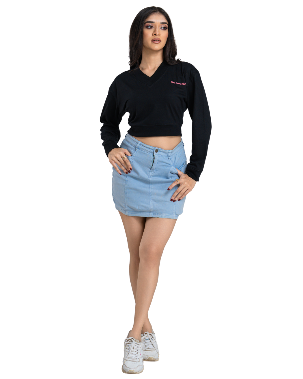 Slimline V Crop Tee - Charcoal
