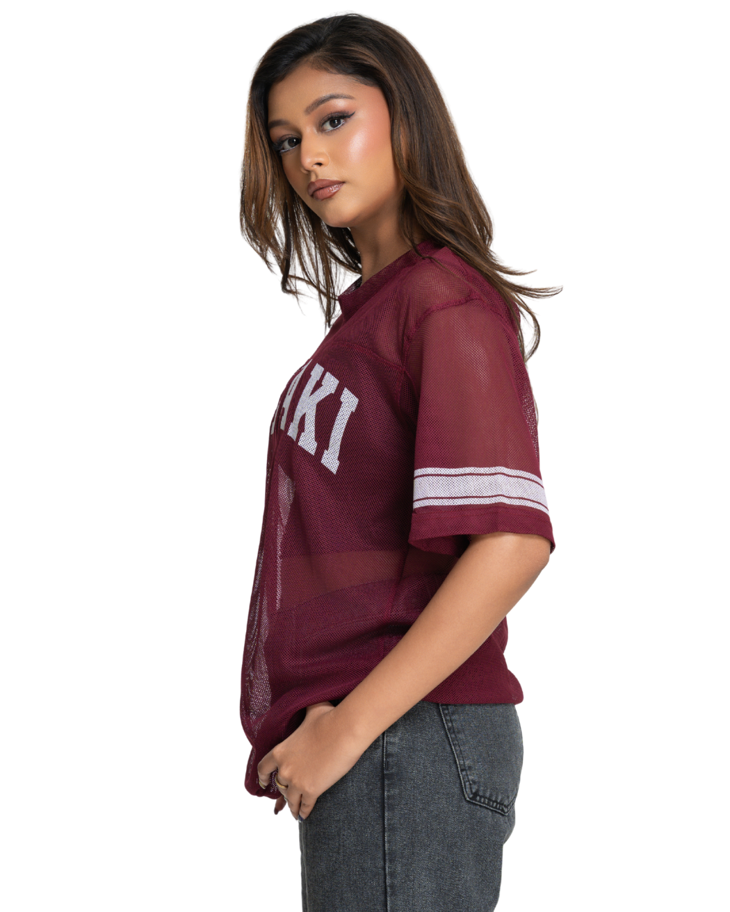 Kiki Mesh Jersey - Deep Wine