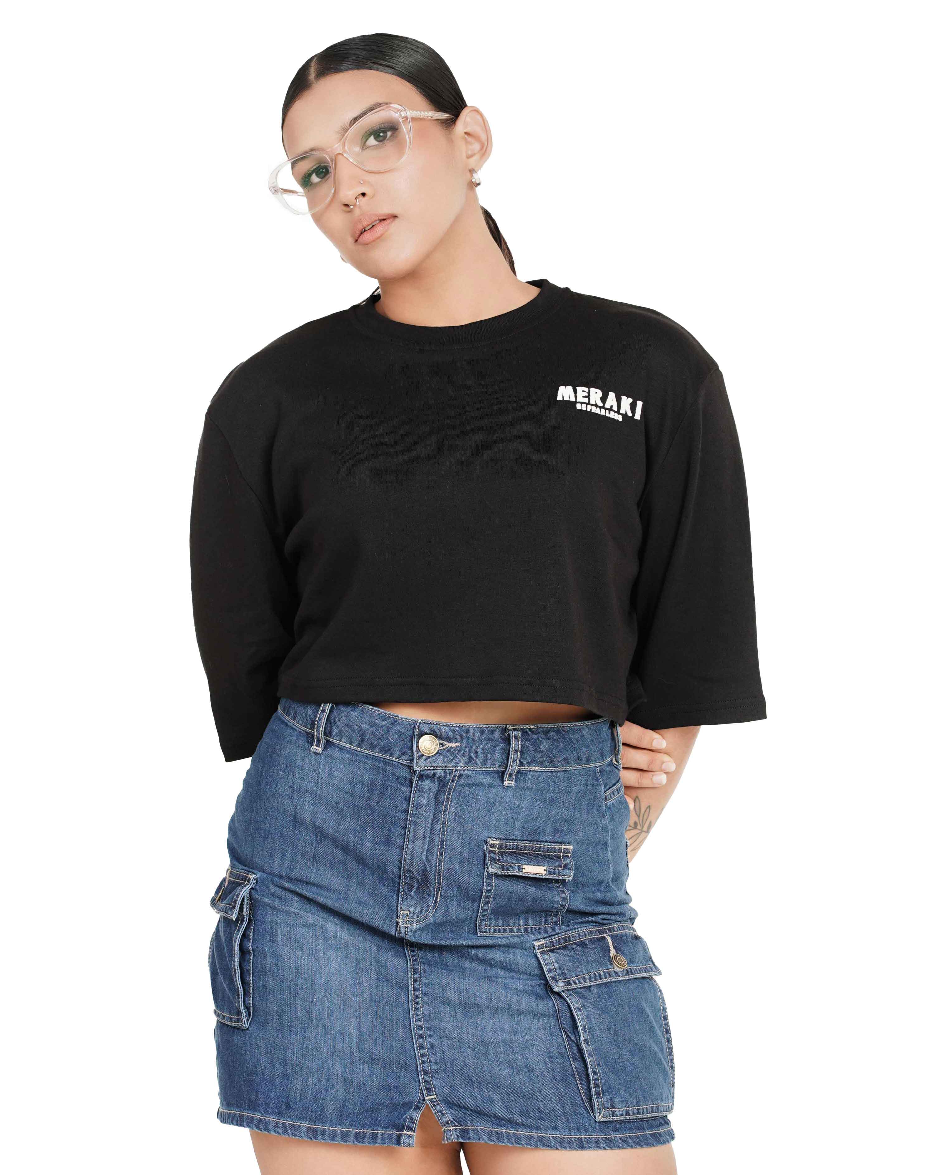 Fearless Oversize crop tee - Charcoal
