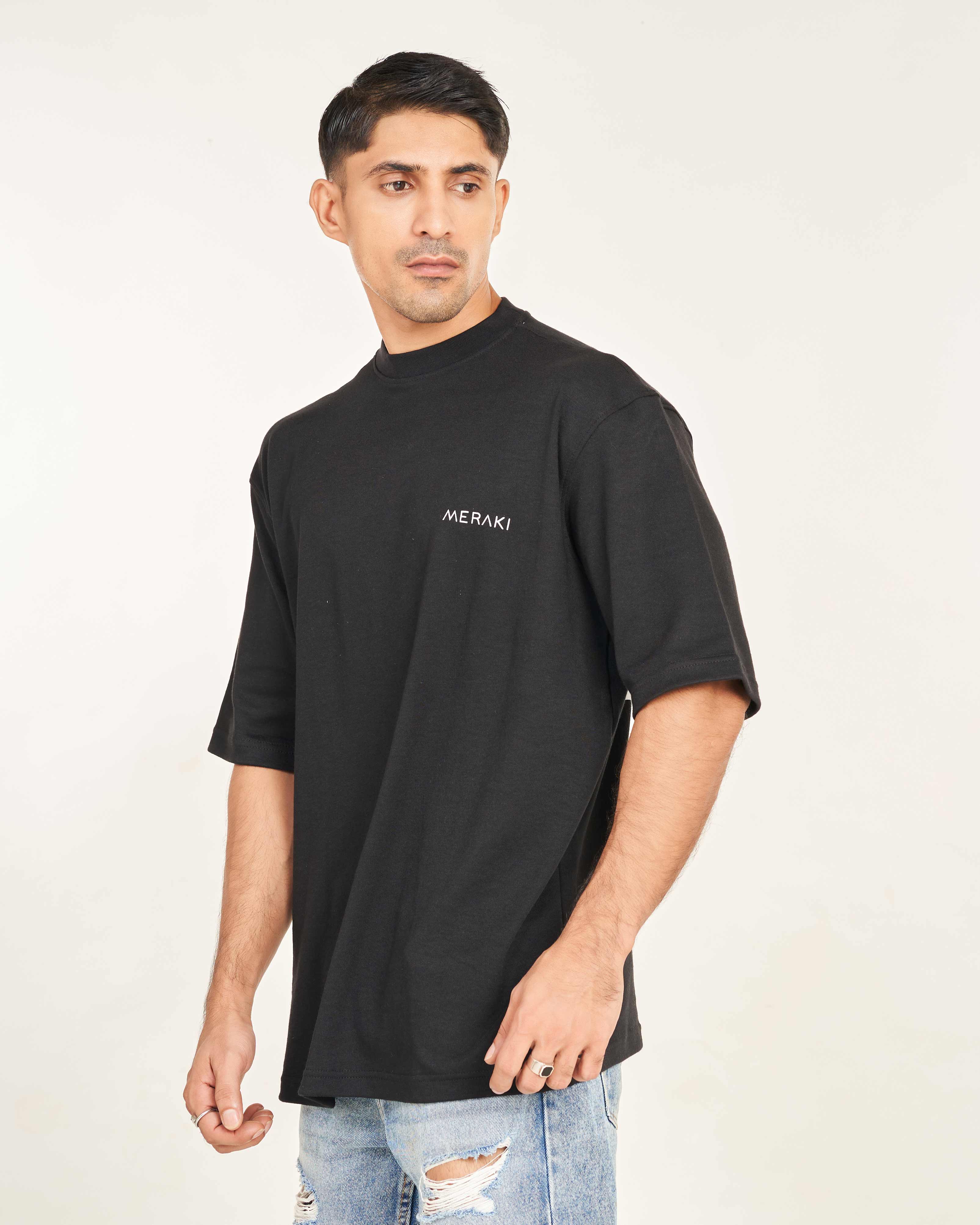 Serpent & Blooms Unisex Oversize Tee - Charcoal