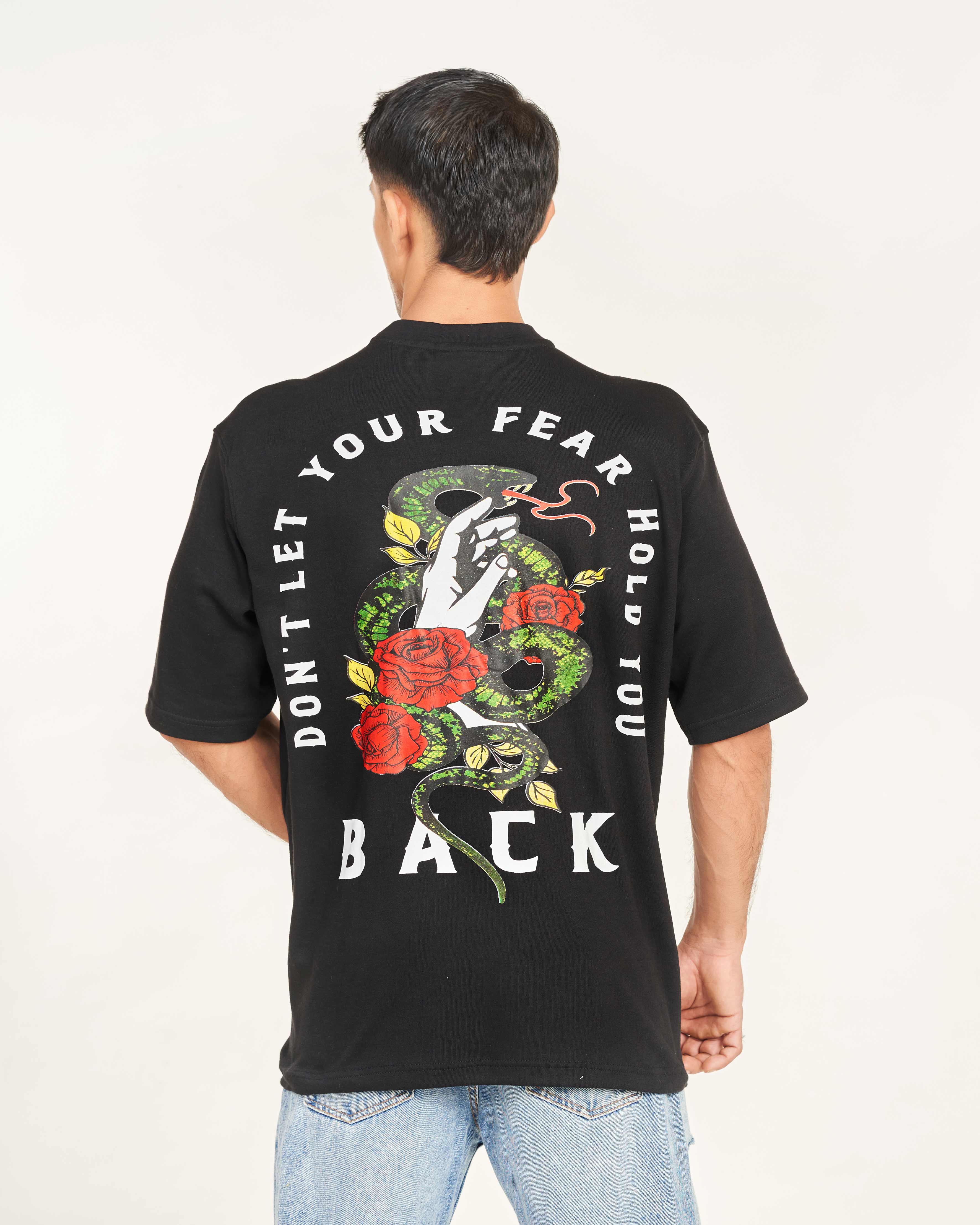 Serpent & Blooms Unisex Oversize Tee - Charcoal