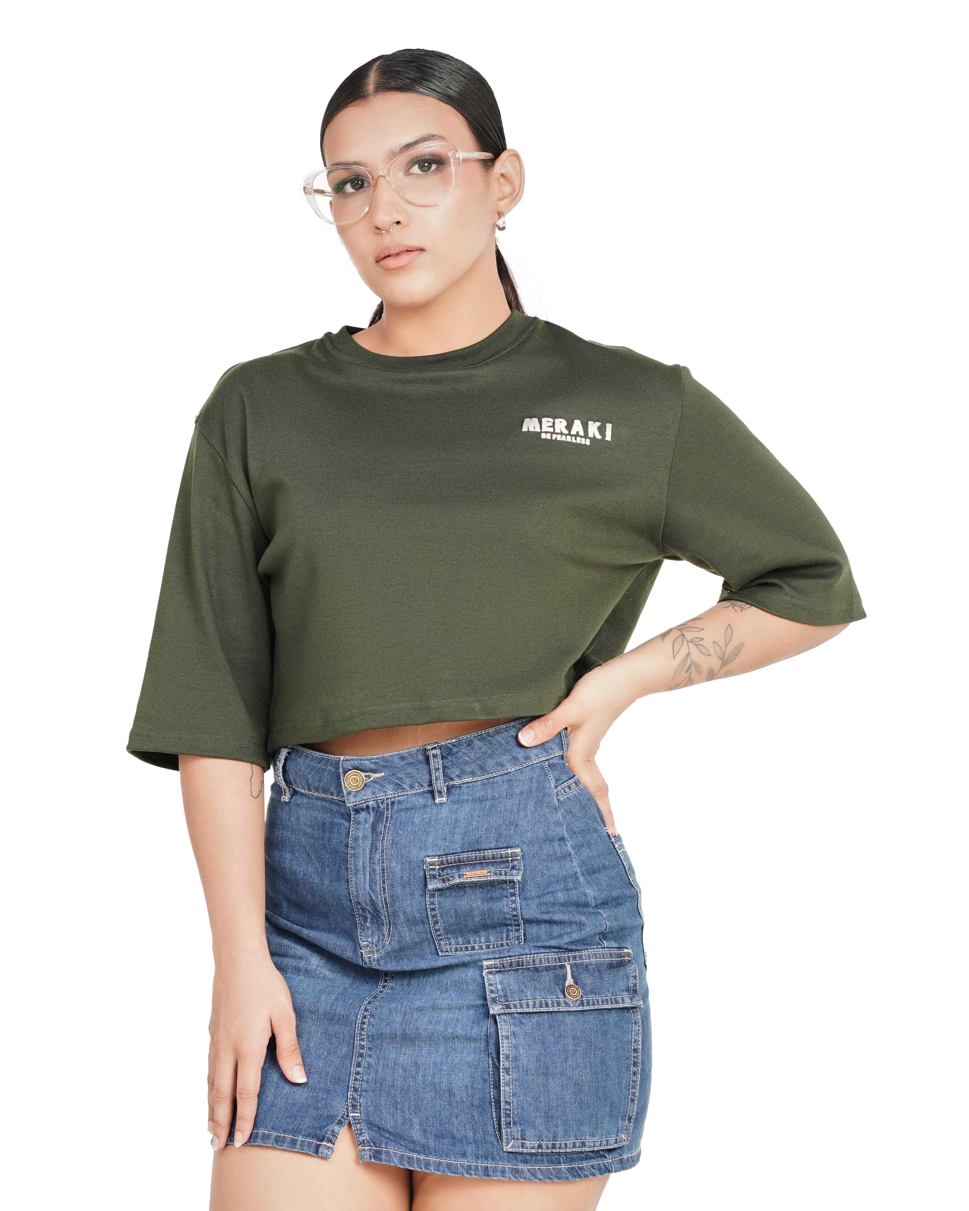 Fearless Oversize crop tee - Matcha