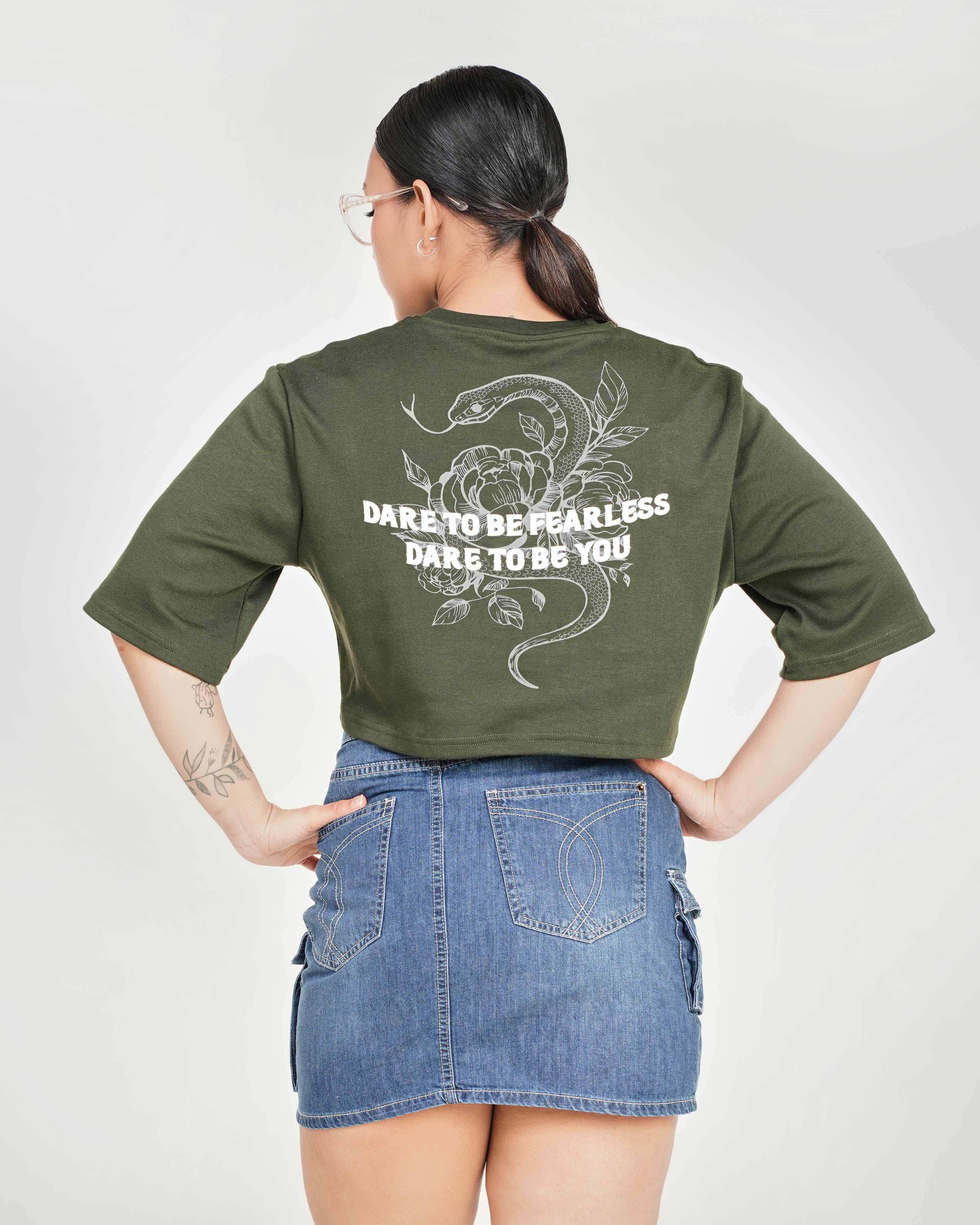 Fearless Oversize crop tee - Matcha