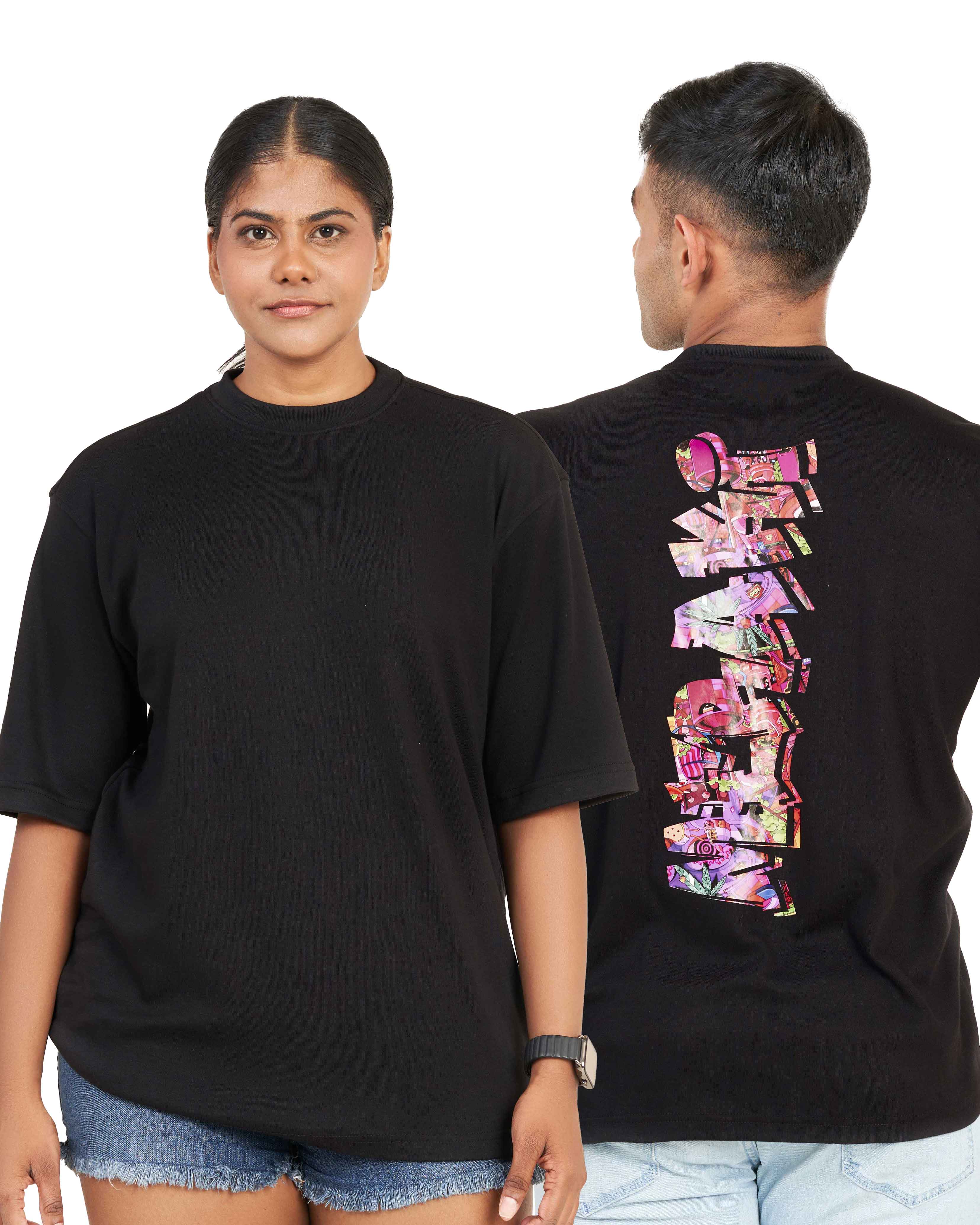 Unisex Graphic Oversize Tee - Charcoal
