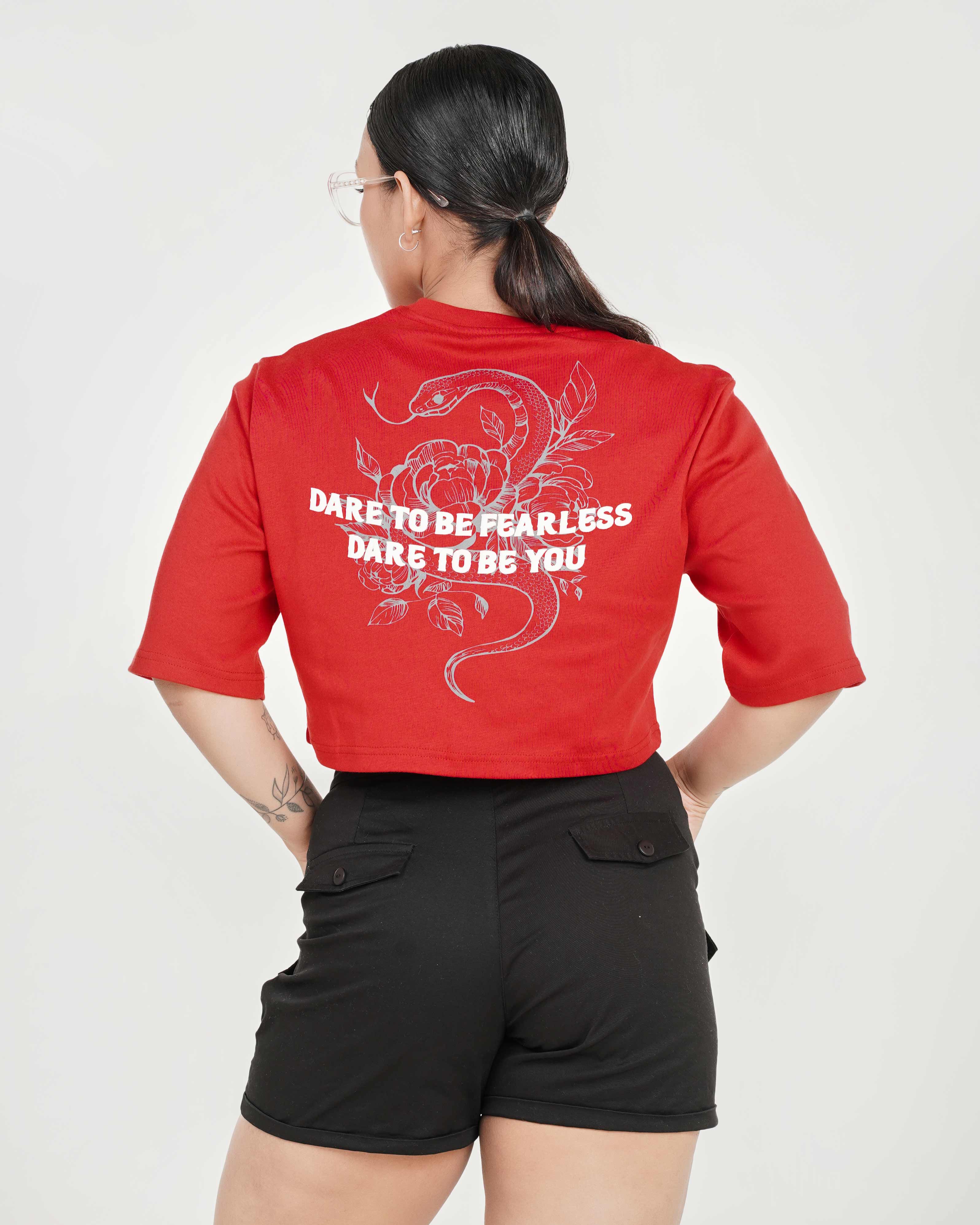 Fearless Oversize crop tee - Scarlet Red