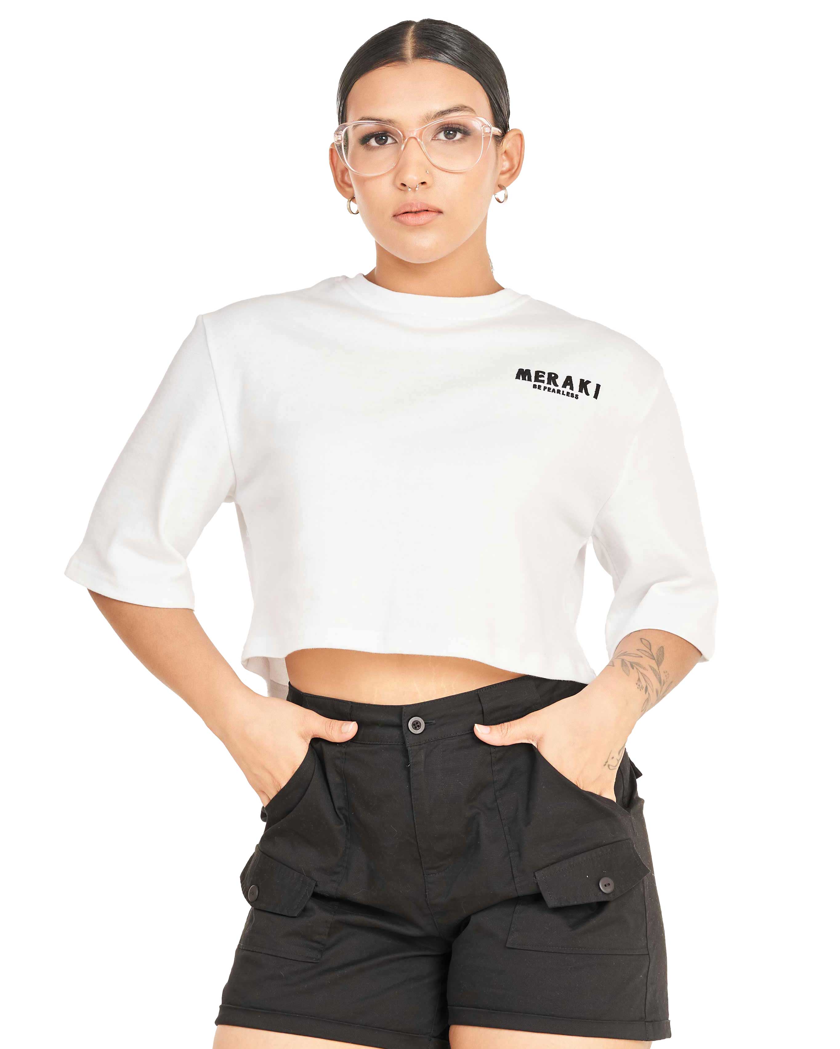 Fearless Oversize crop tee - Frost
