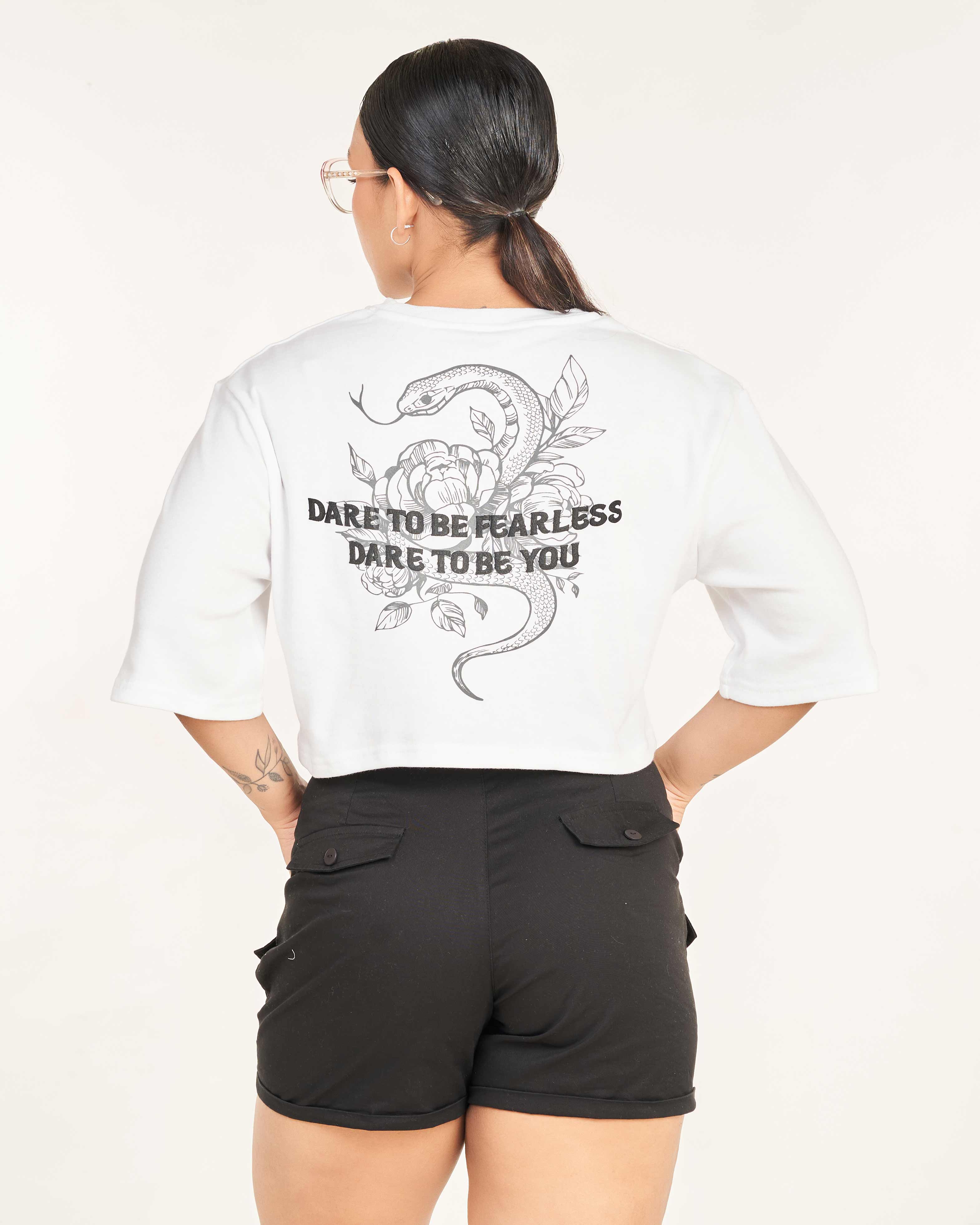 Fearless Oversize crop tee - Frost