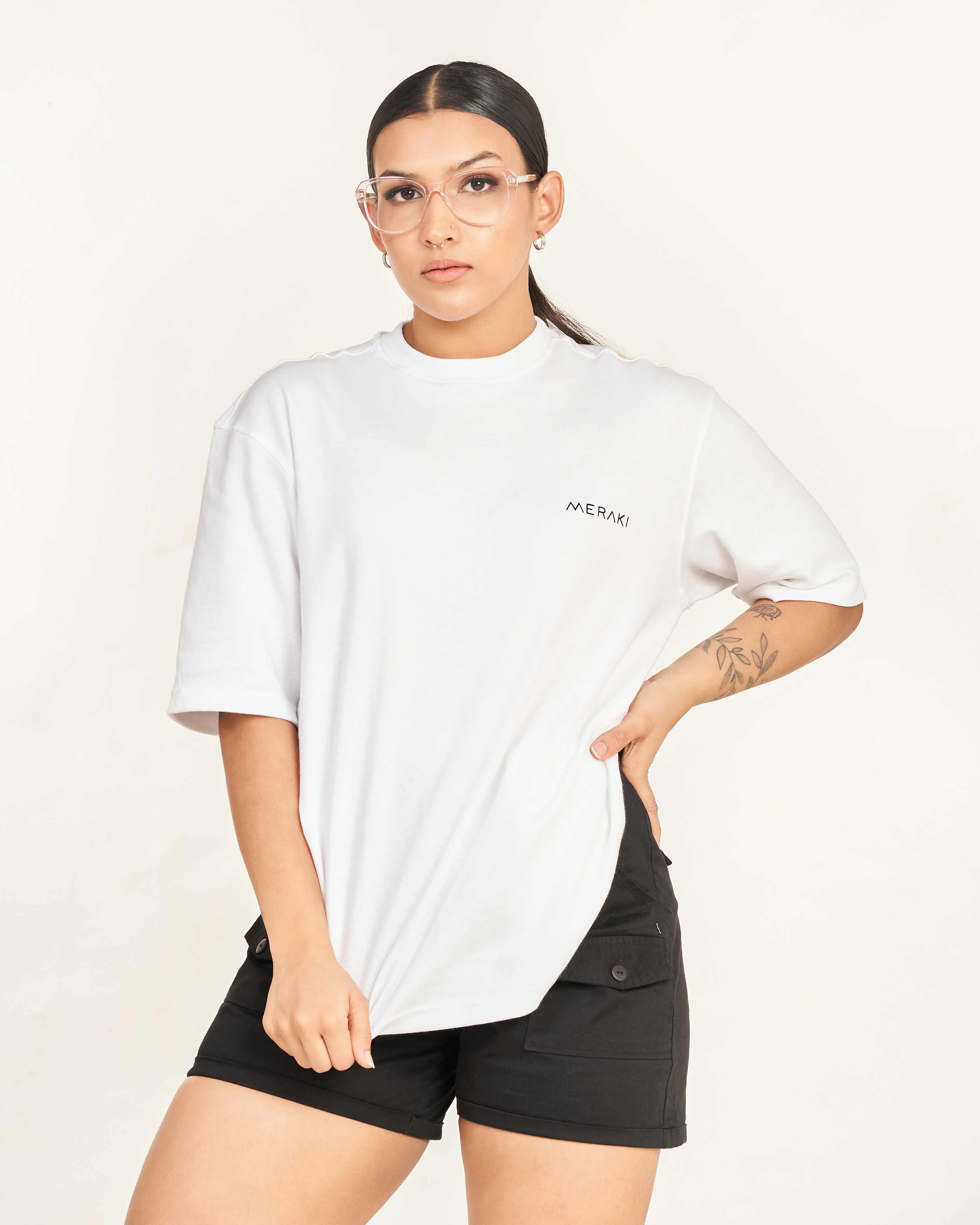 Serpent & Blooms Unisex Oversize Tee - Frost