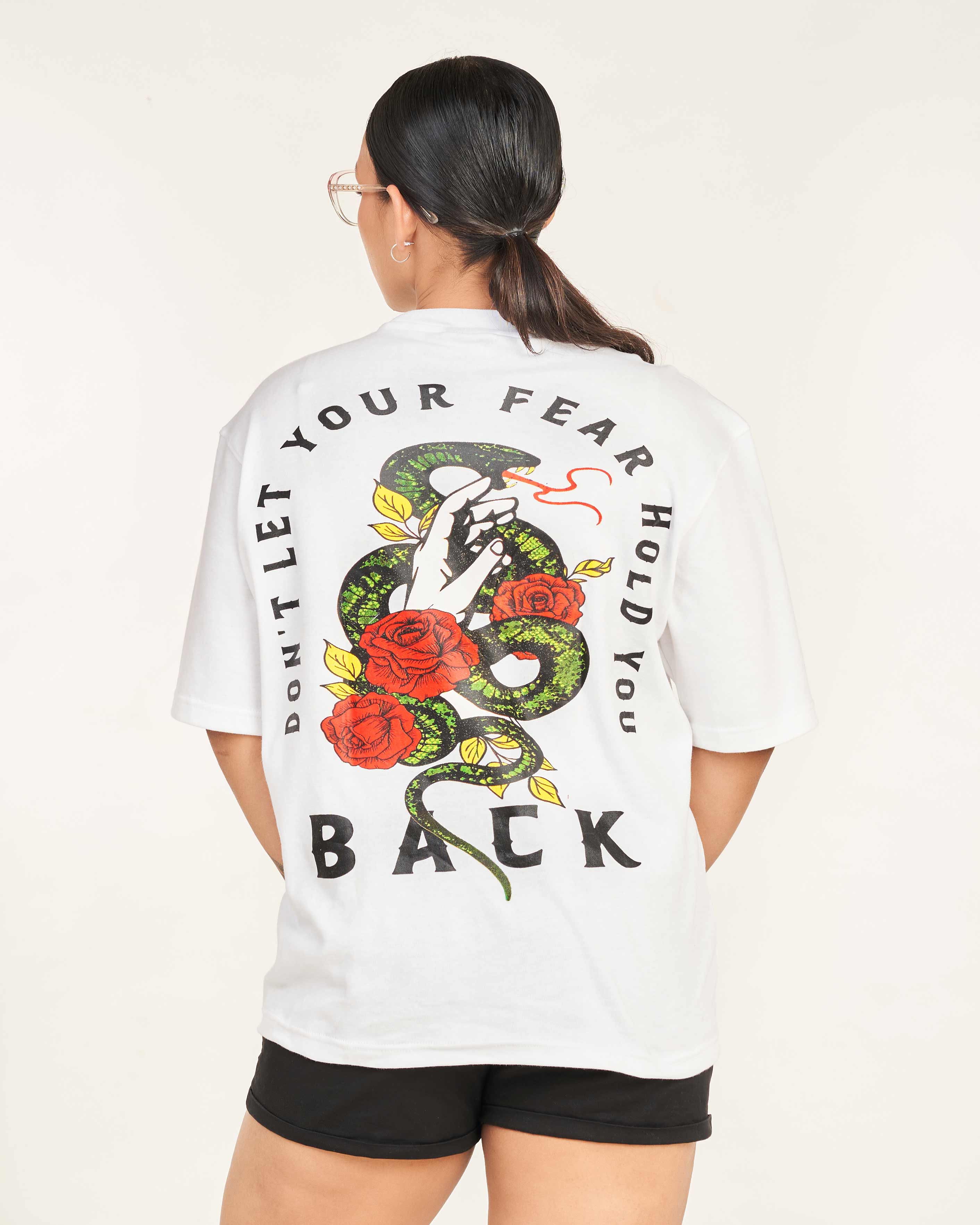 Serpent & Blooms Unisex Oversize Tee - Frost