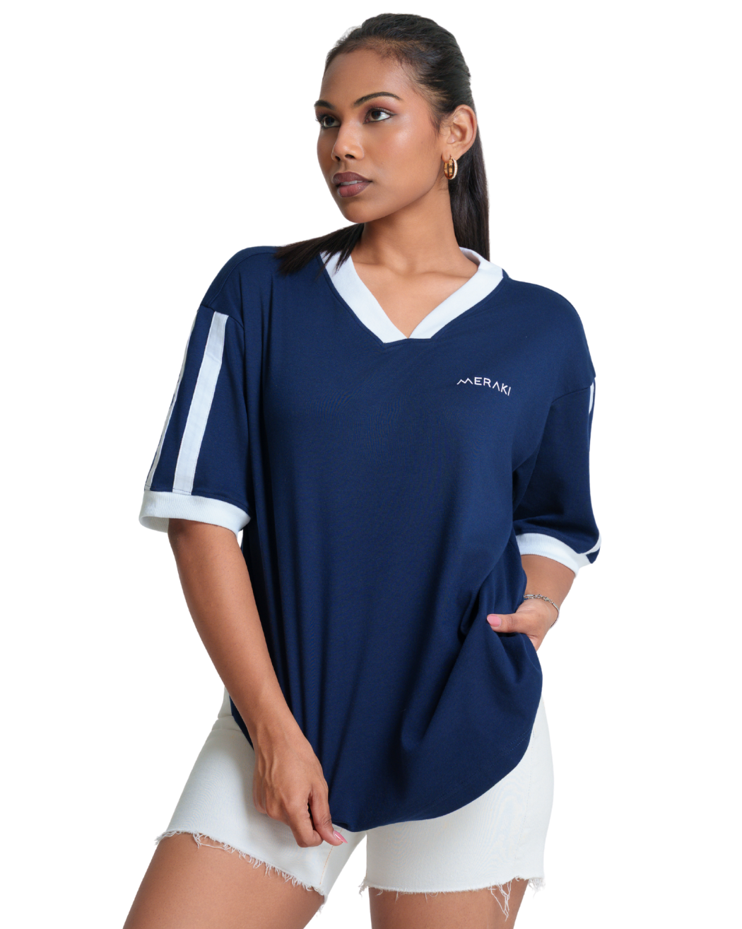 V Line Oversized Tee - Midnight