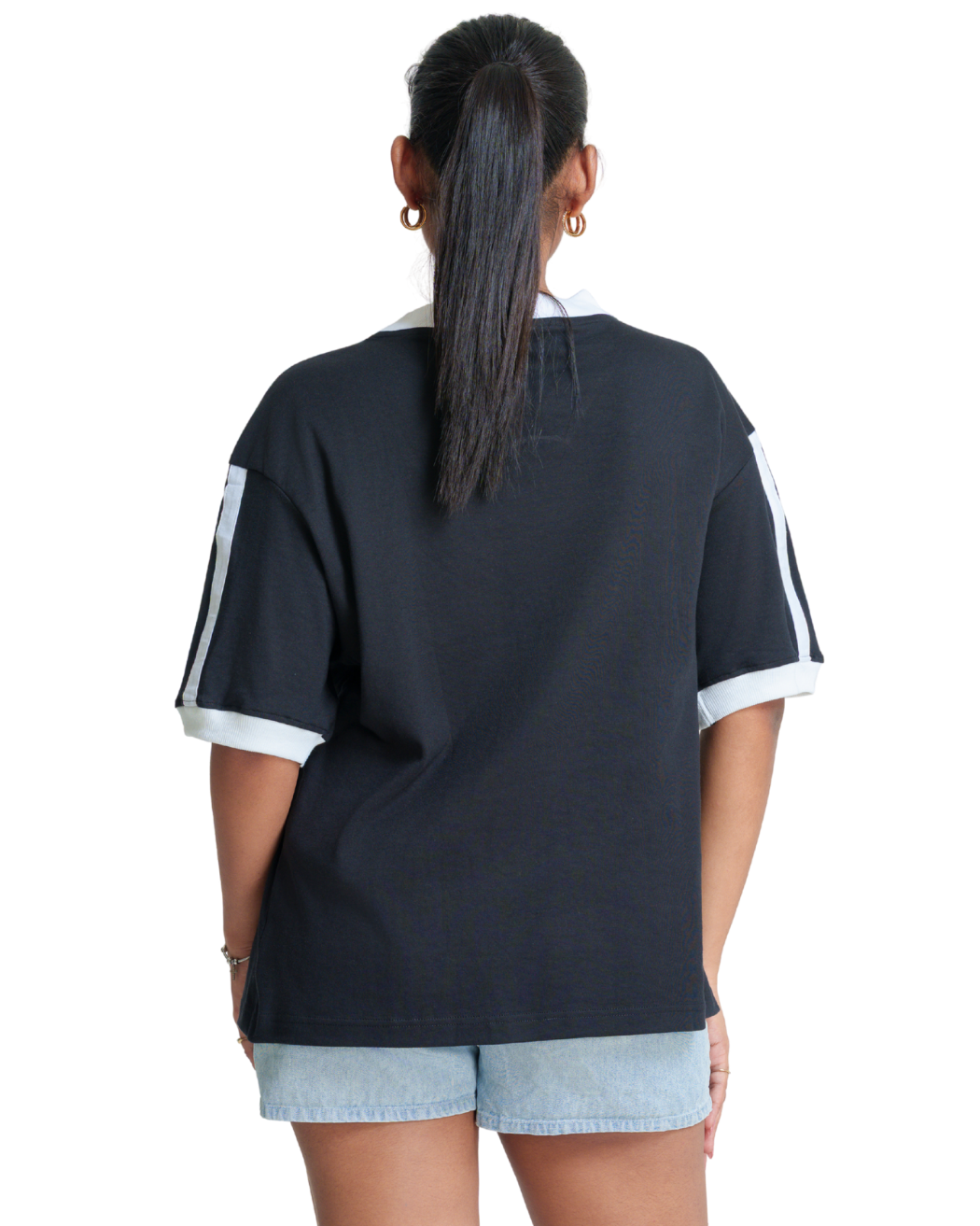 V Line Oversized Tee - Obsidian