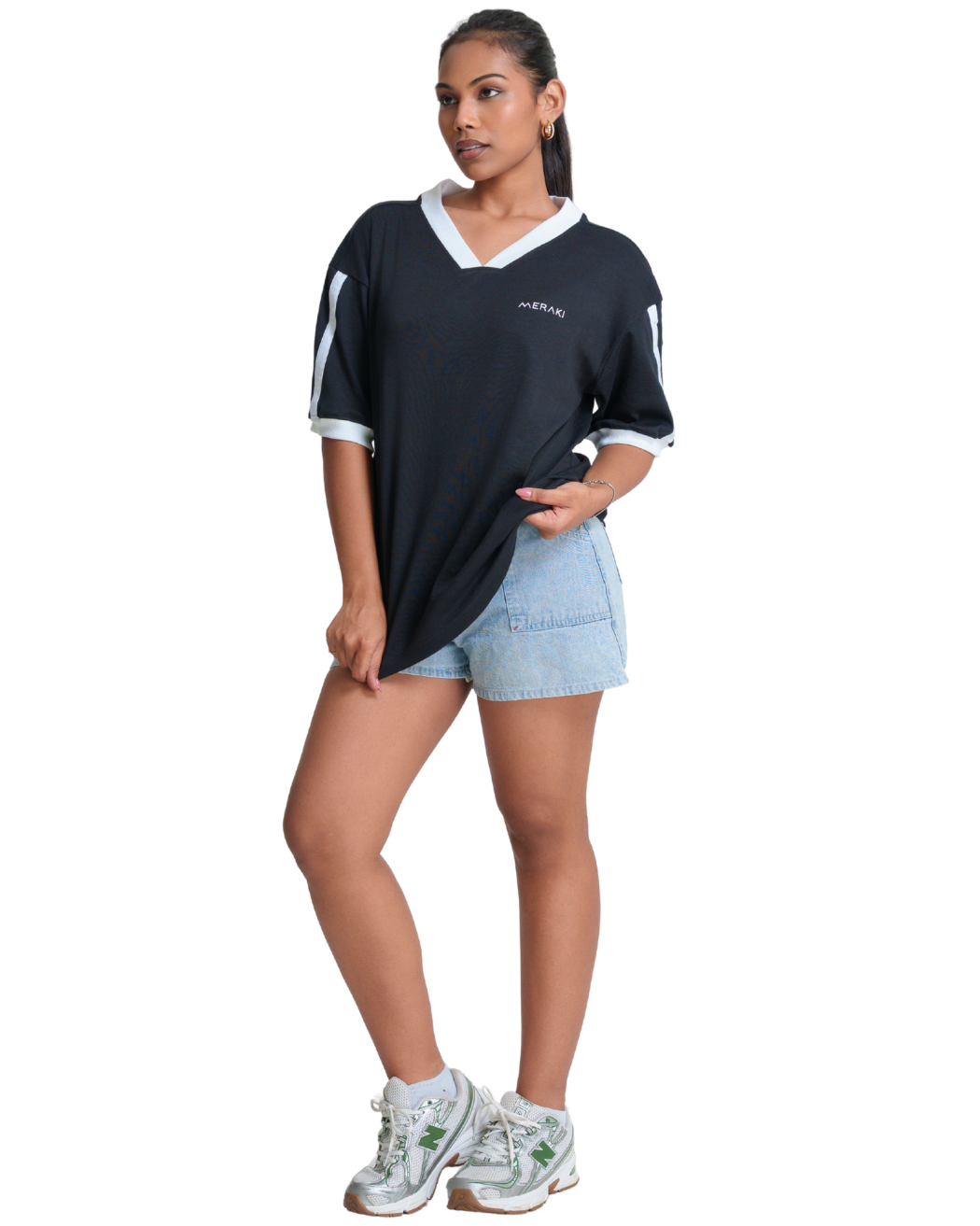 V Line Oversized Tee - Obsidian