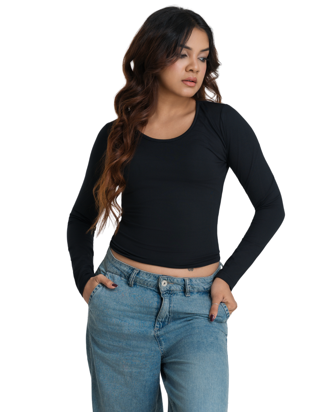 Bodyline Fit Long Sleeve Crop - Panther
