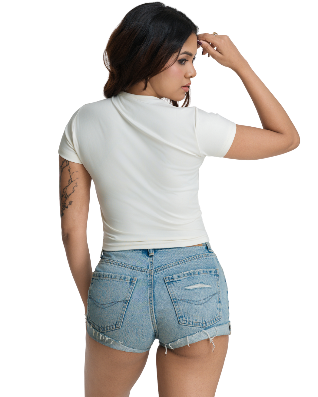Bodyline Fit Short Sleeve Crop - Ivory
