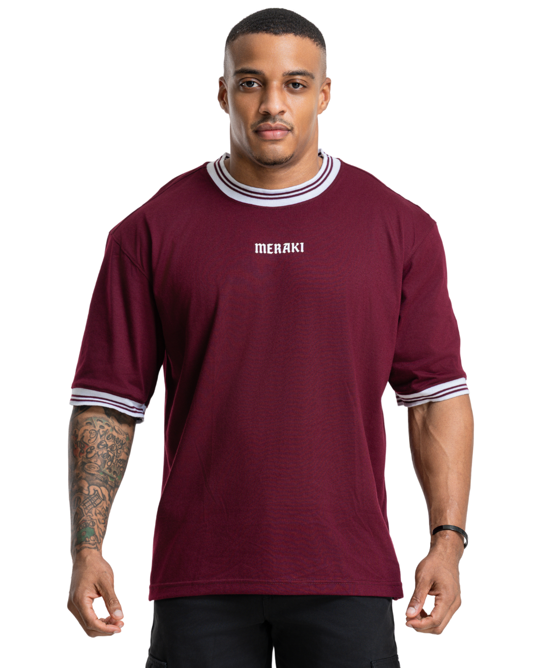 Ribline Oversize Tee - Burgundy