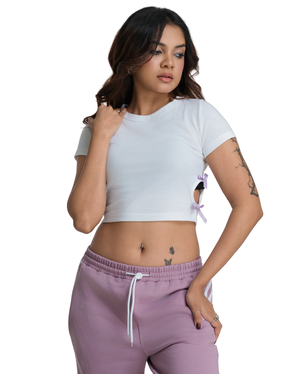 Lyra Bow Crop Tee - Lilac