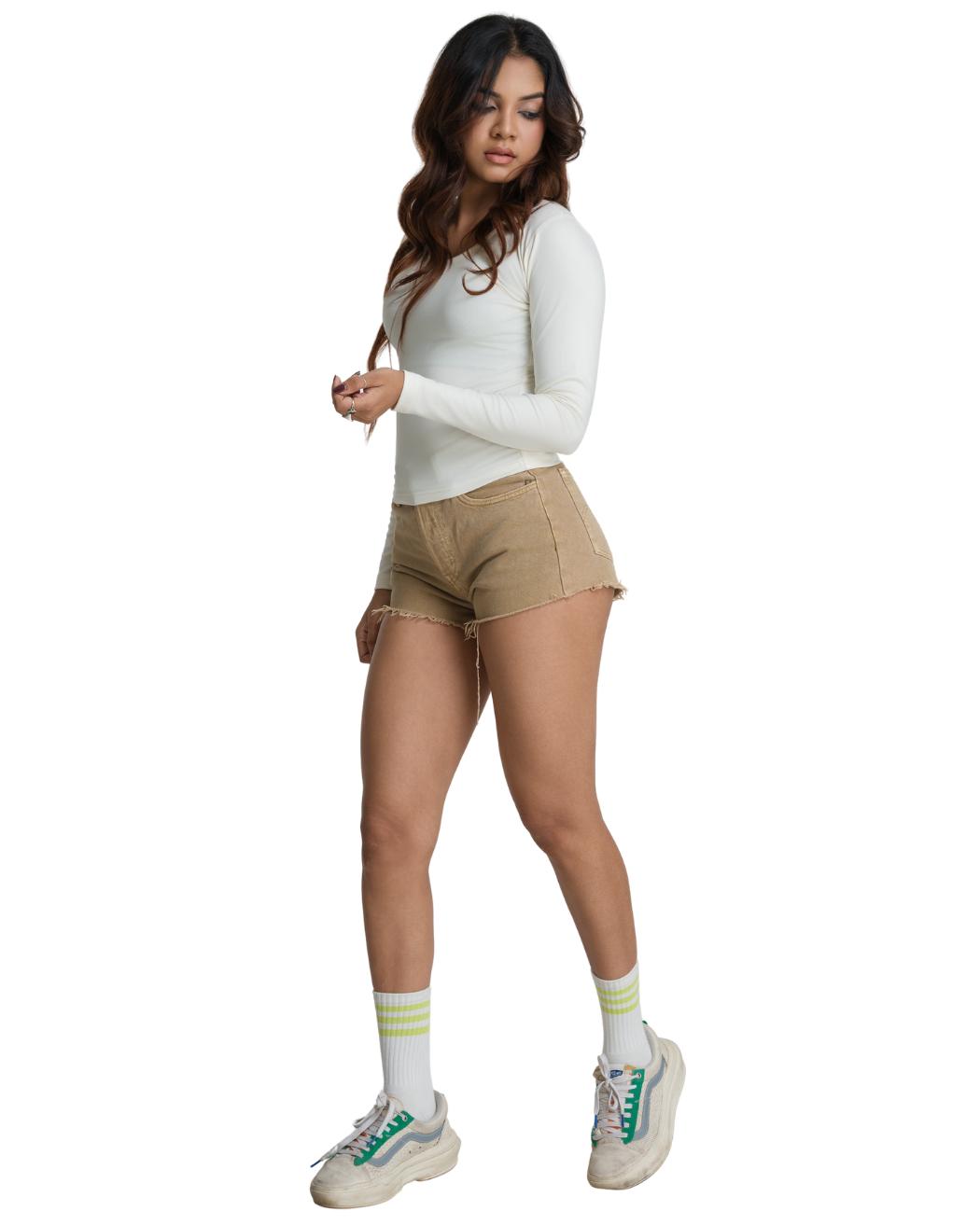 Bodyline Fit Long Sleeve Crop - Ivory