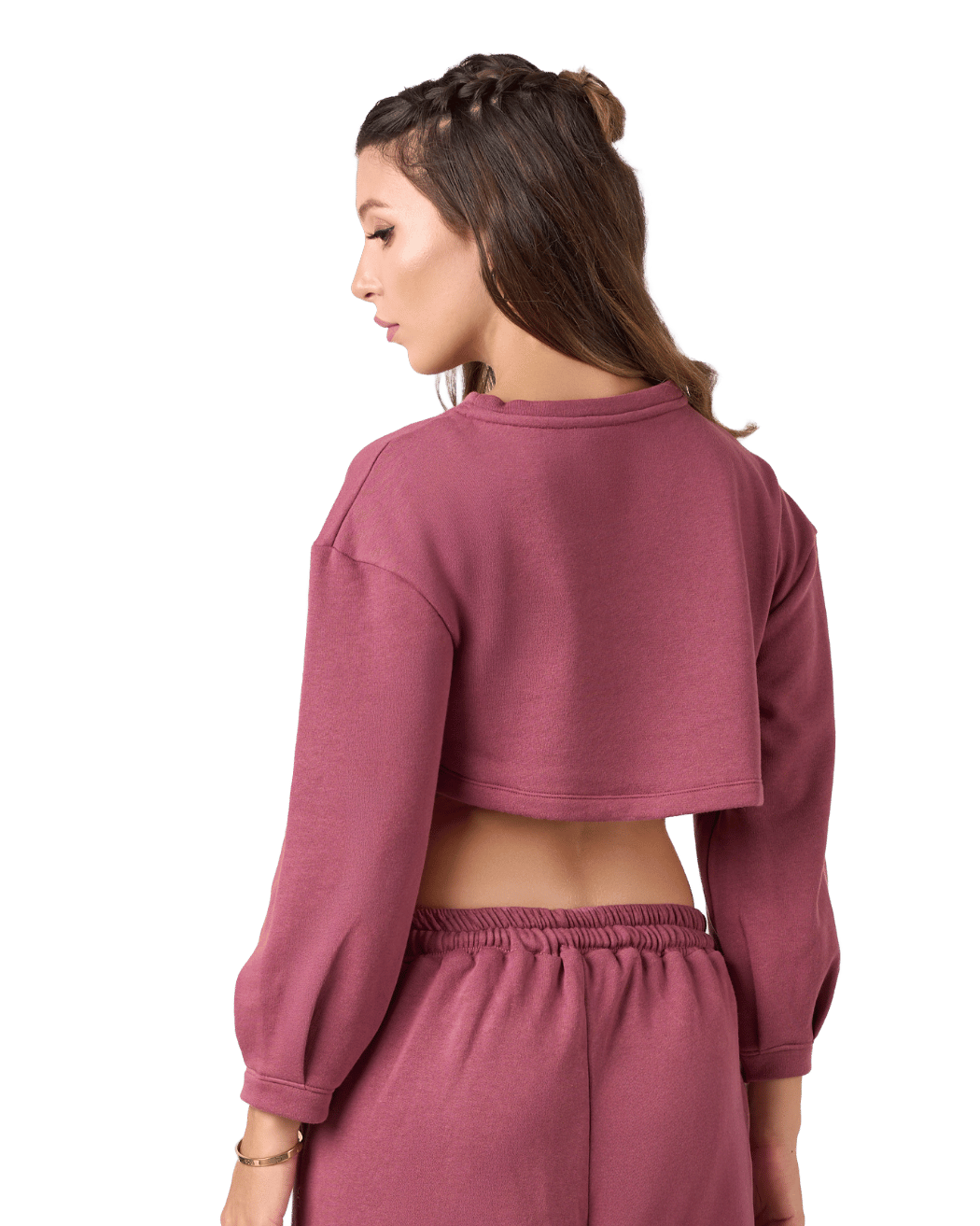 Shelyn Crop Sweat Shirt - Rosewood