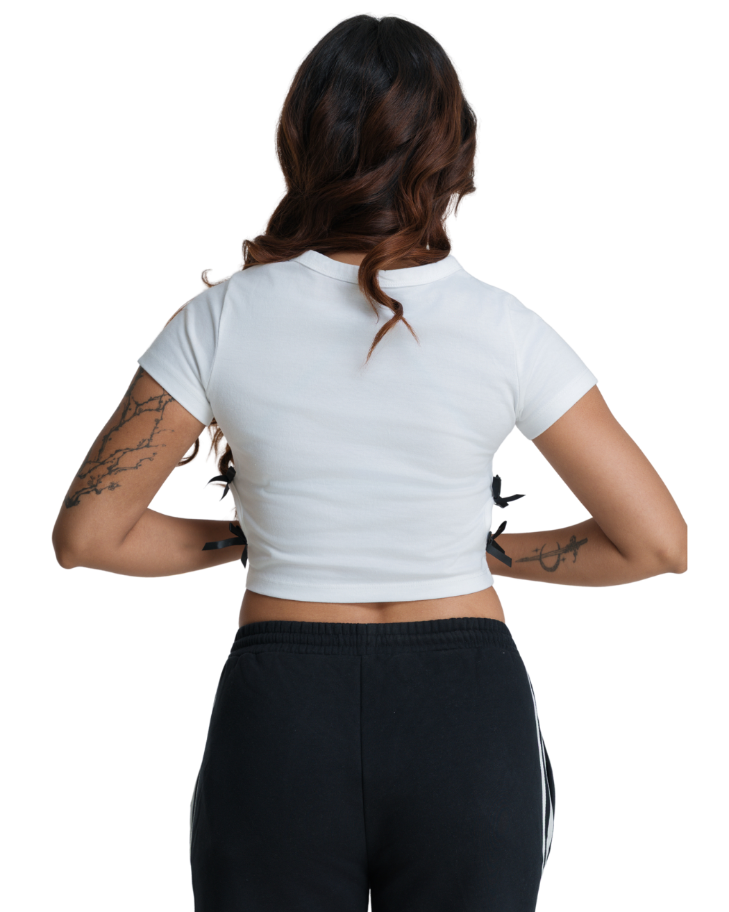 Lyra Bow Crop Tee - Obsidian