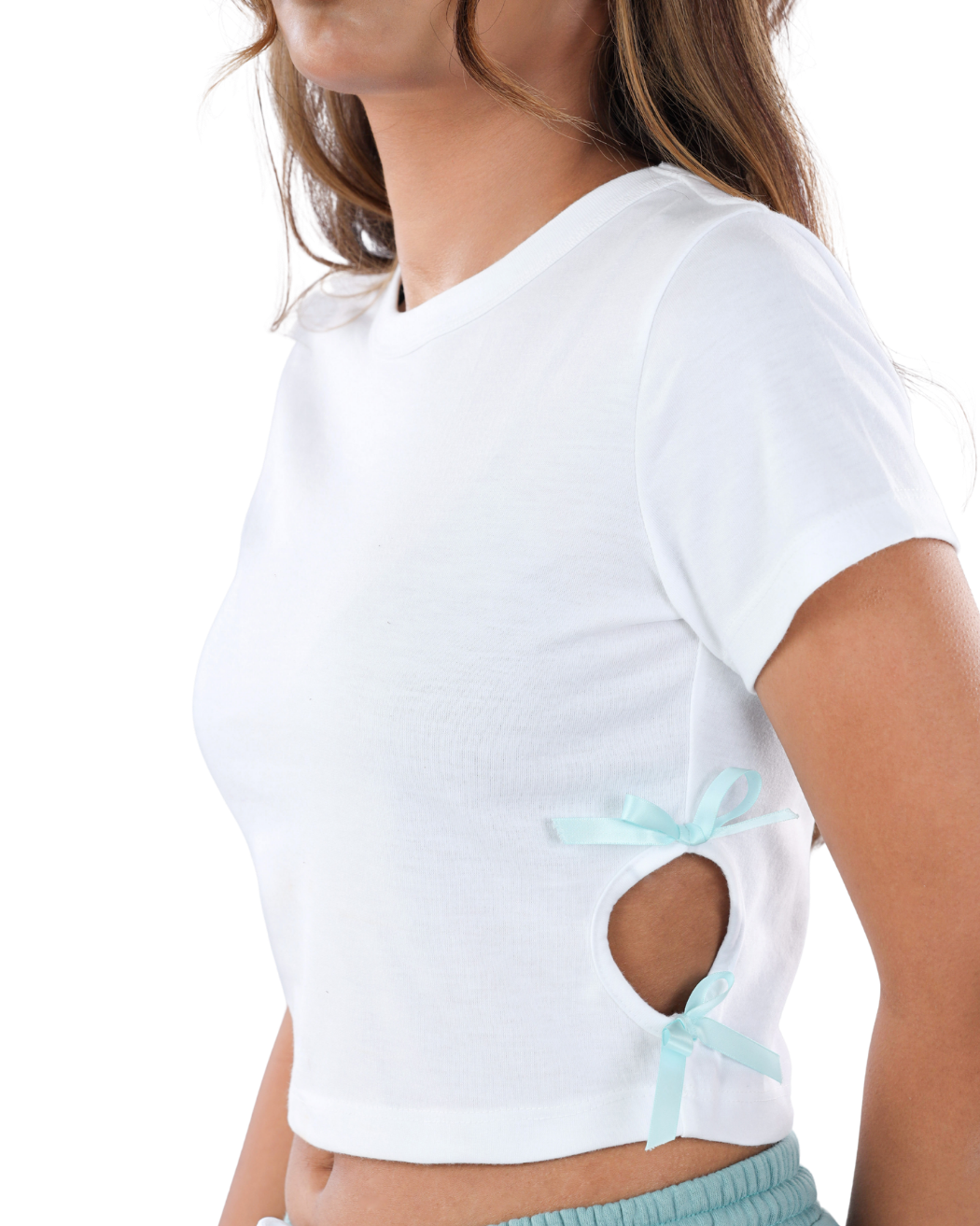 Lyra Bow Crop Tee - Teal