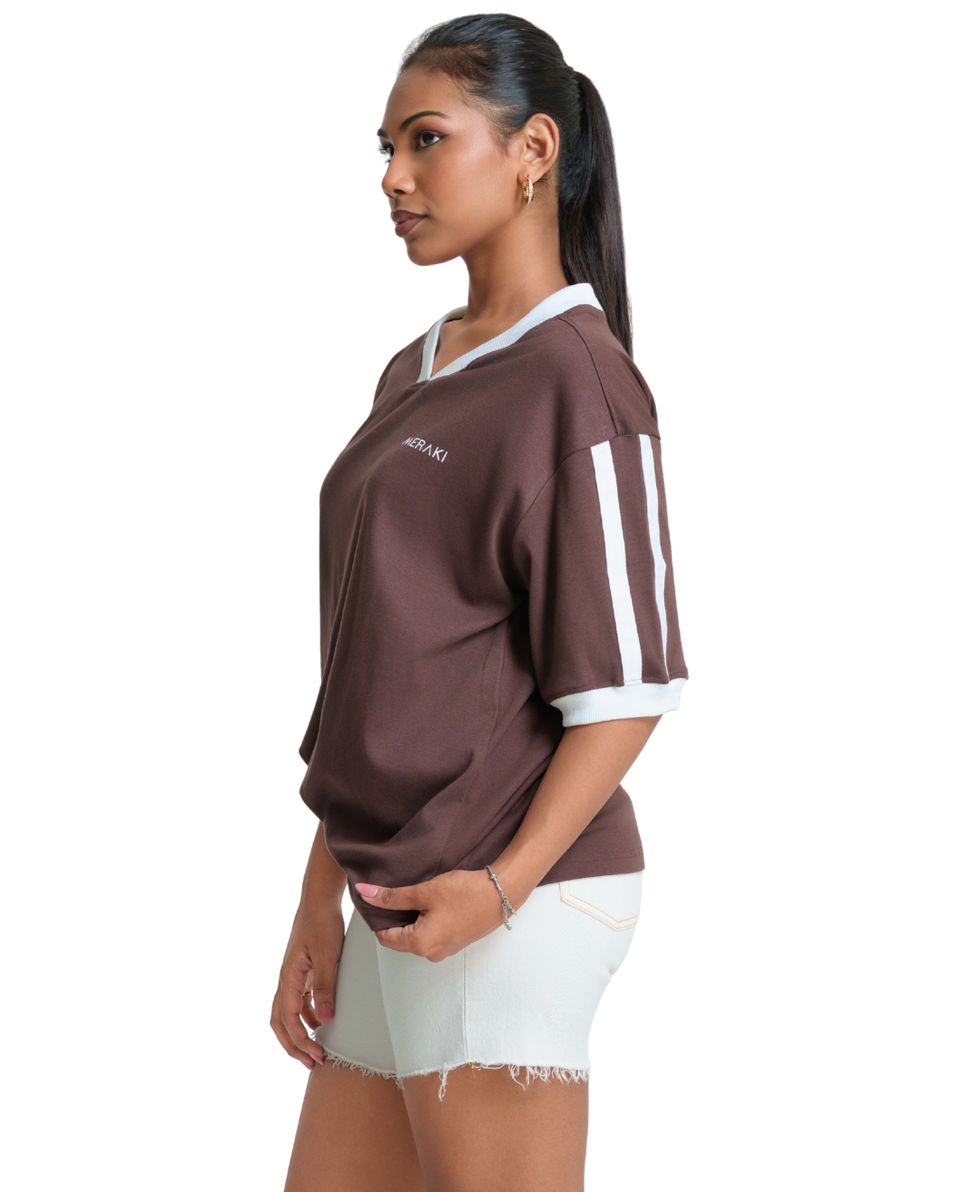 V Line Oversized Tee - Wenge
