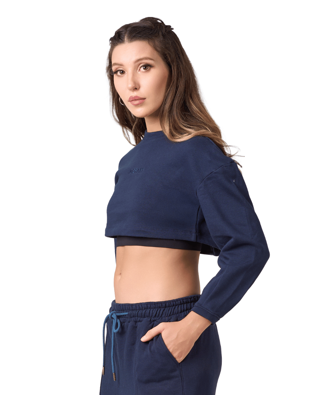 Shelyn Crop Sweat Shirt - Midnight Blue