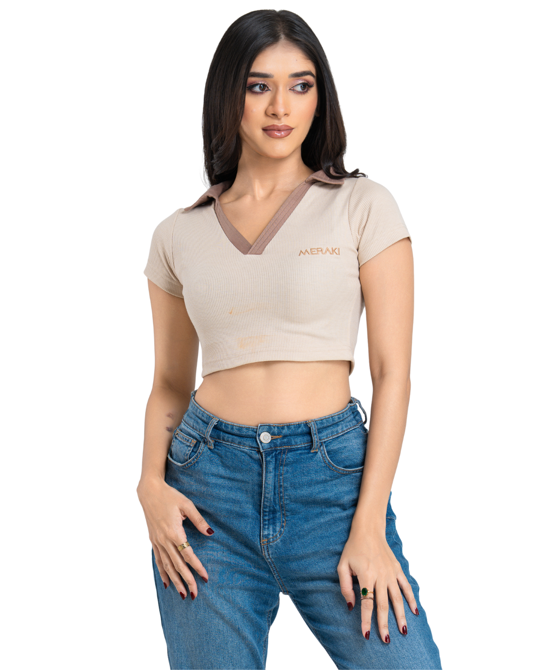Curveslim V Crop Tee - Caramel