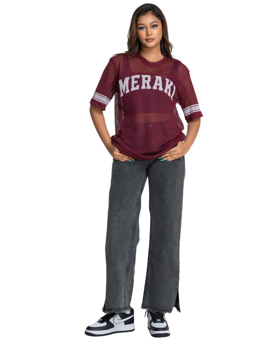Kiki Mesh Jersey - Deep Wine