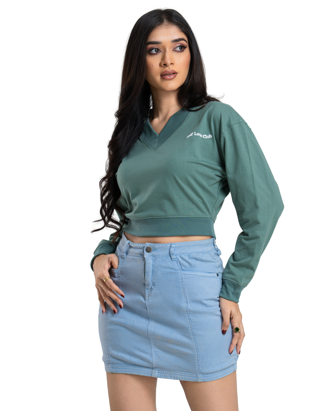 Slimline V Crop Tee - Matcha