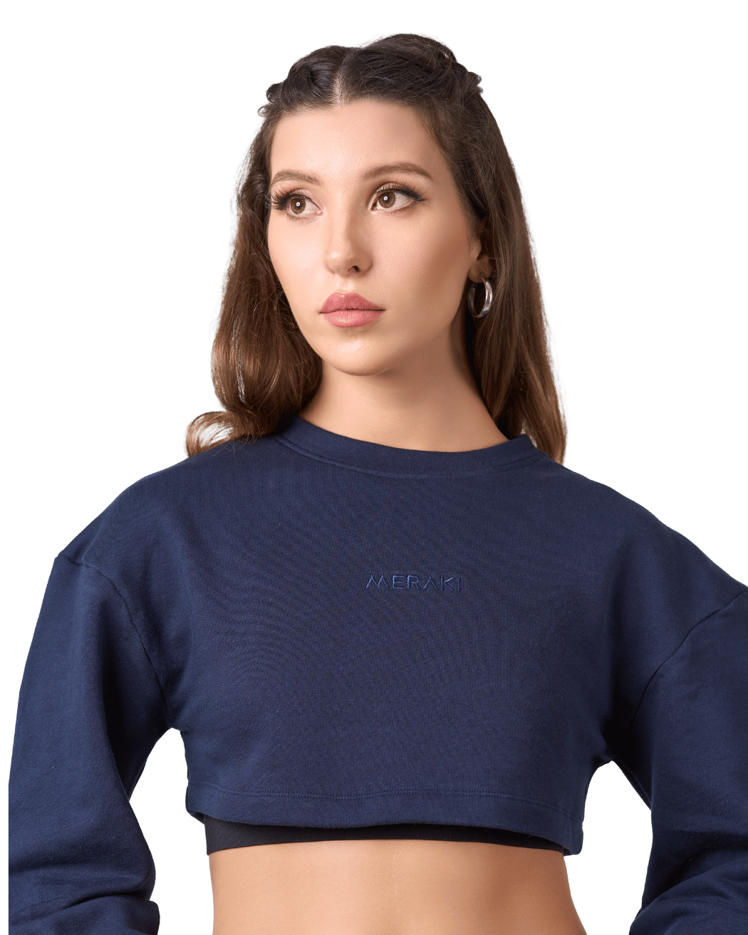 Shelyn Crop Sweat Shirt - Midnight Blue
