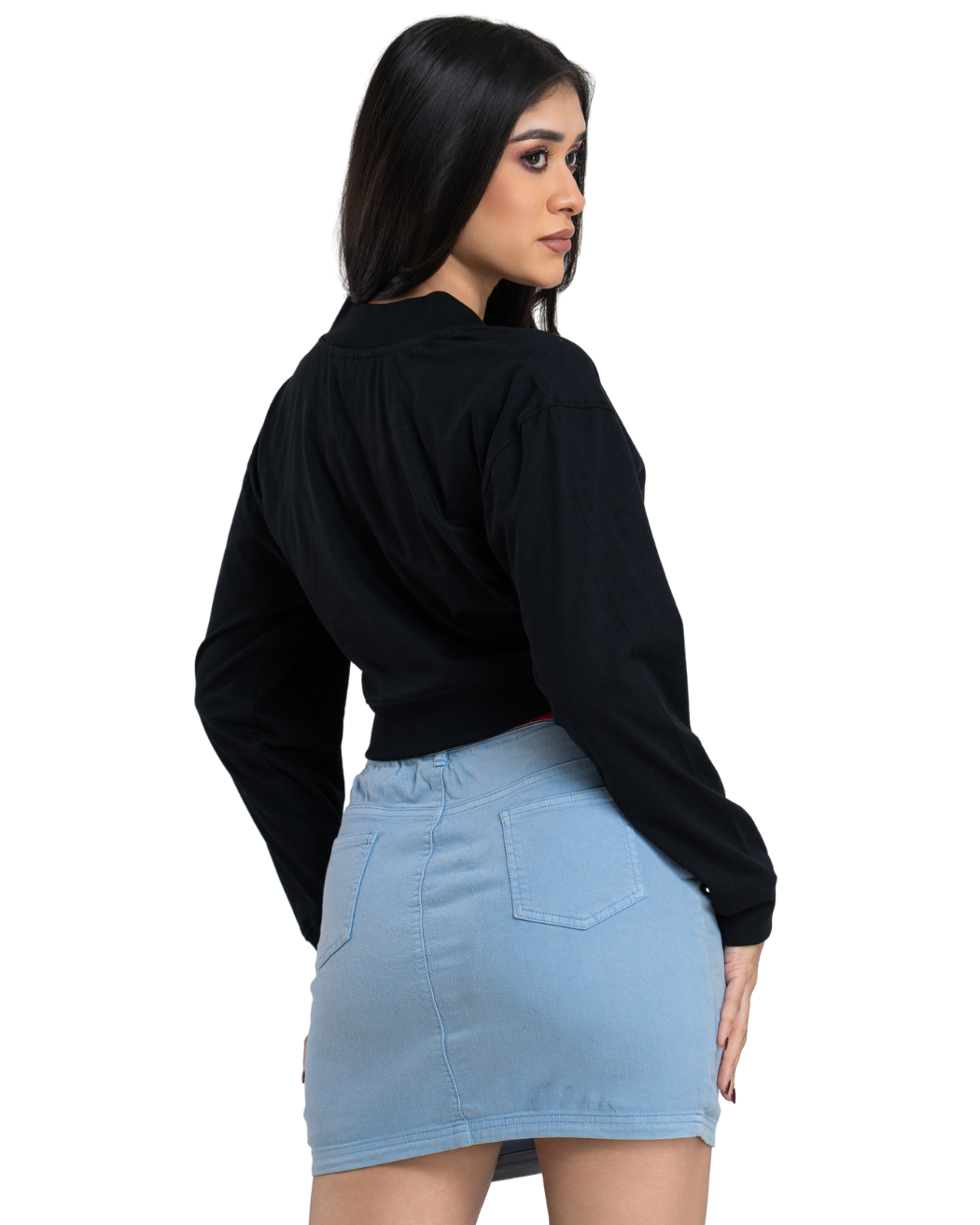 Slimline V Crop Tee - Charcoal