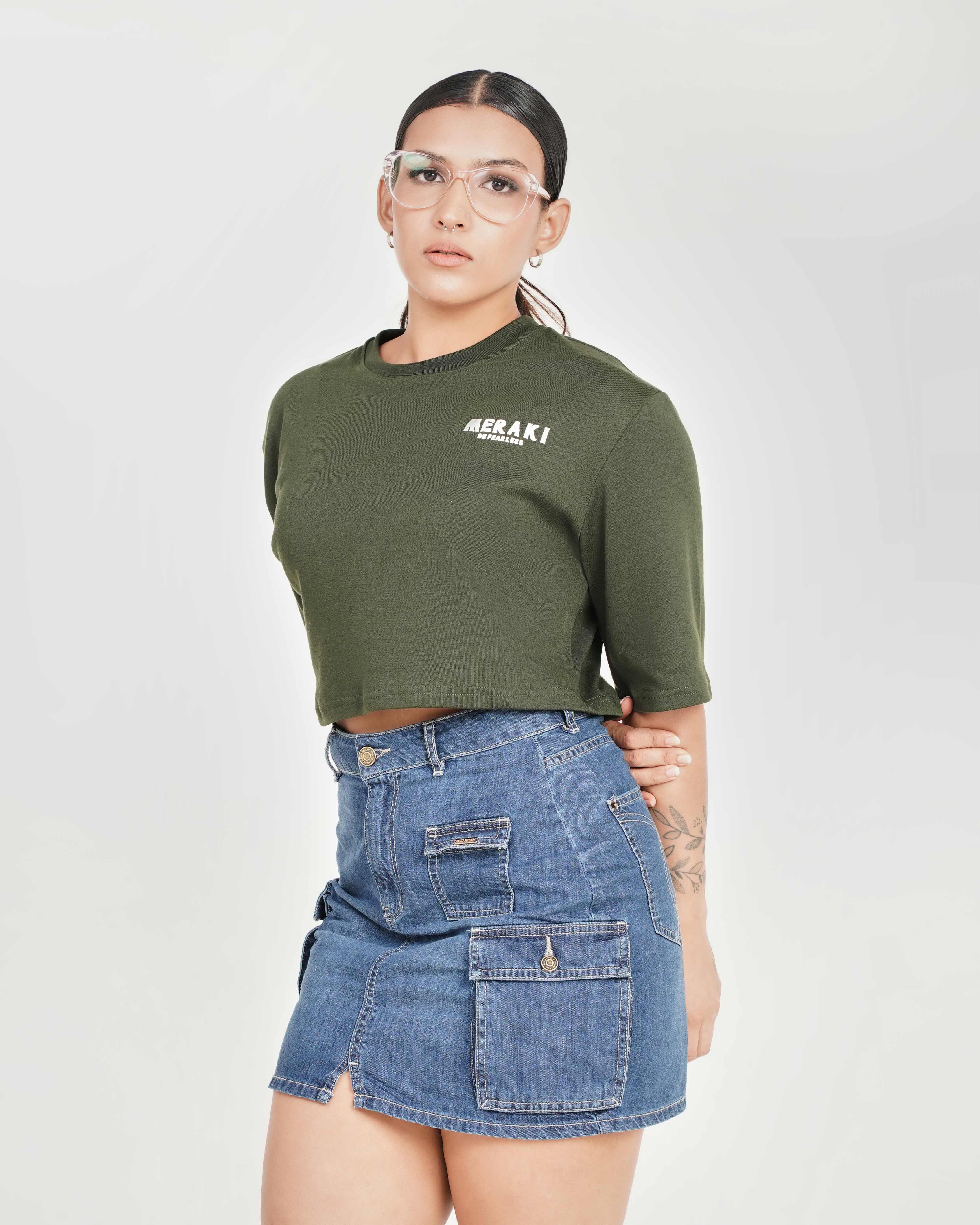 Fearless Oversize crop tee - Matcha